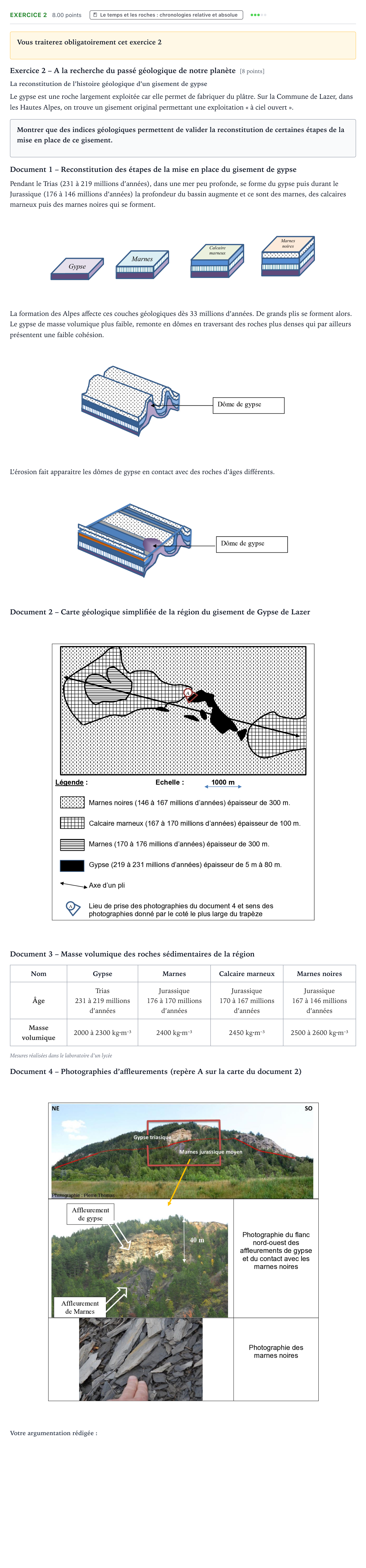 Énoncé: Exercice 2 · Bac Sciences de la Vie et de la Terre Amérique du Nord 2022 (jour 2)