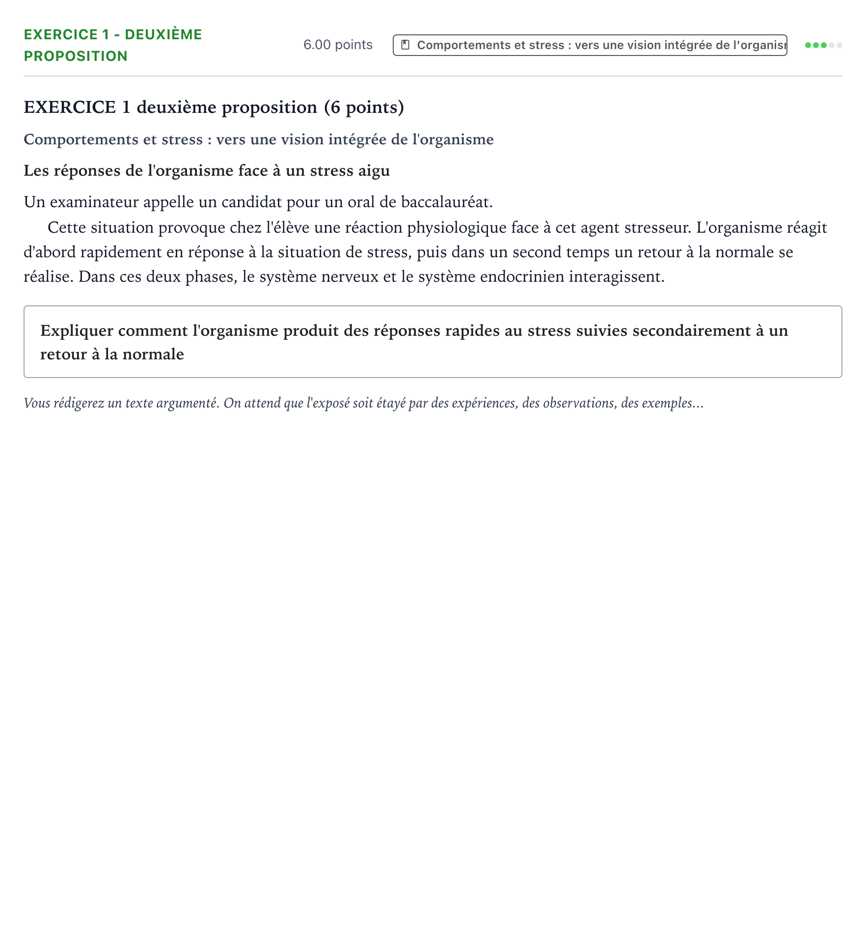 Énoncé: Exercice 1 - Deuxième proposition · Bac Sciences de la Vie et de la Terre Amérique du Sud 2022 (jour 1)
