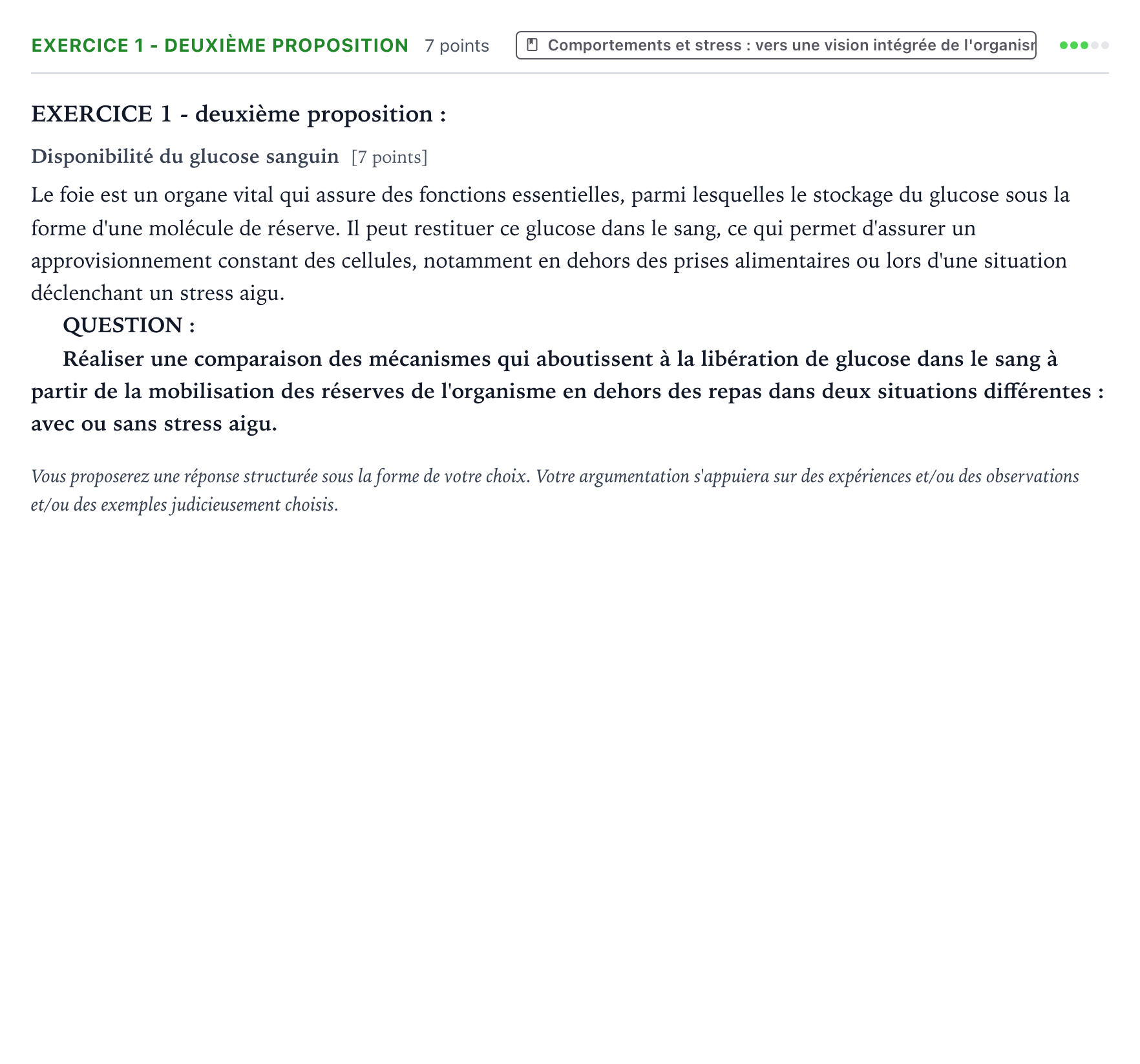Énoncé: Exercice 1 - Deuxième proposition · Bac Sciences de la Vie et de la Terre Métropole 1 remplacement 2022