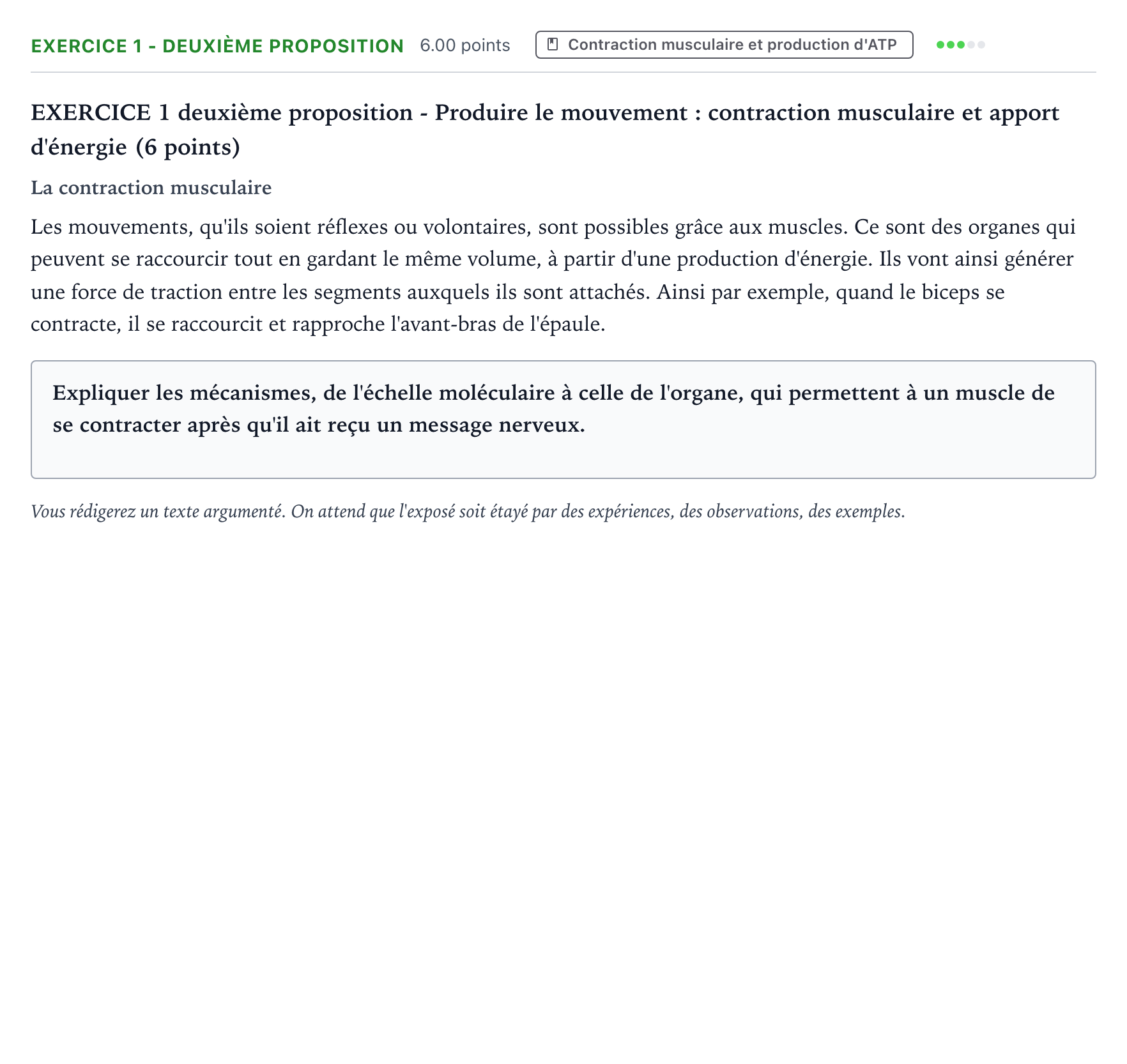 Énoncé: Exercice 1 - Deuxième proposition · Bac Sciences de la Vie et de la Terre Polynésie 2022 (jour 1)