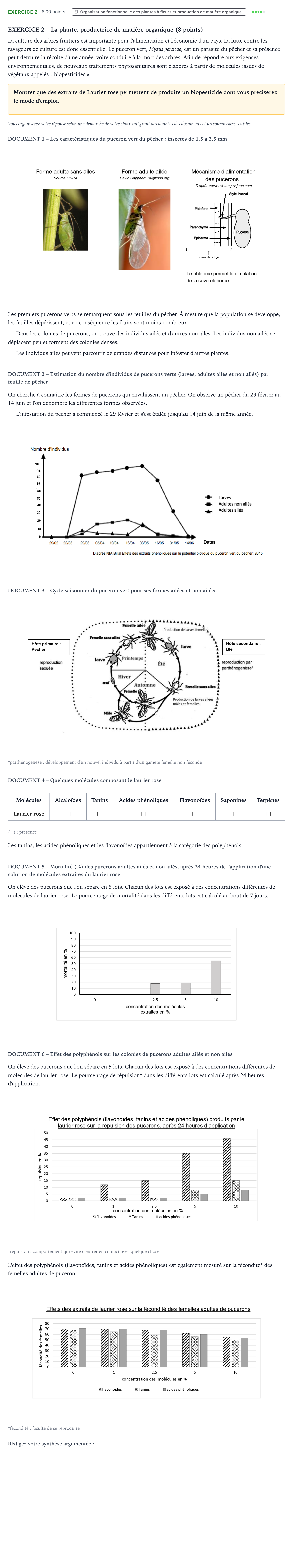 Énoncé: Exercice 2 · Bac Sciences de la Vie et de la Terre Polynésie 2022 (jour 2)