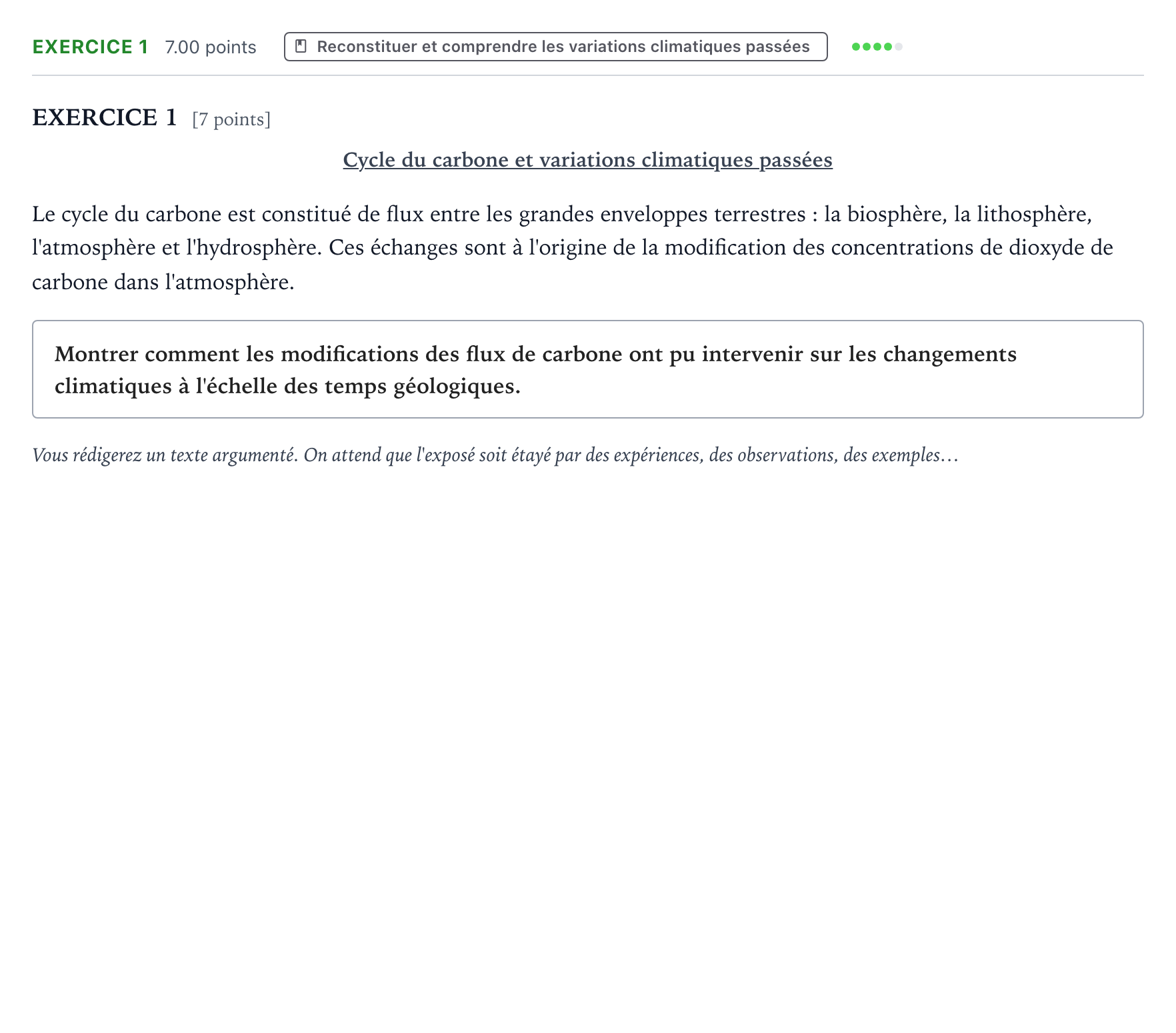 Énoncé: Exercice 1 · Bac Sciences de la Vie et de la Terre Amérique du Nord 2023 (jour 1)