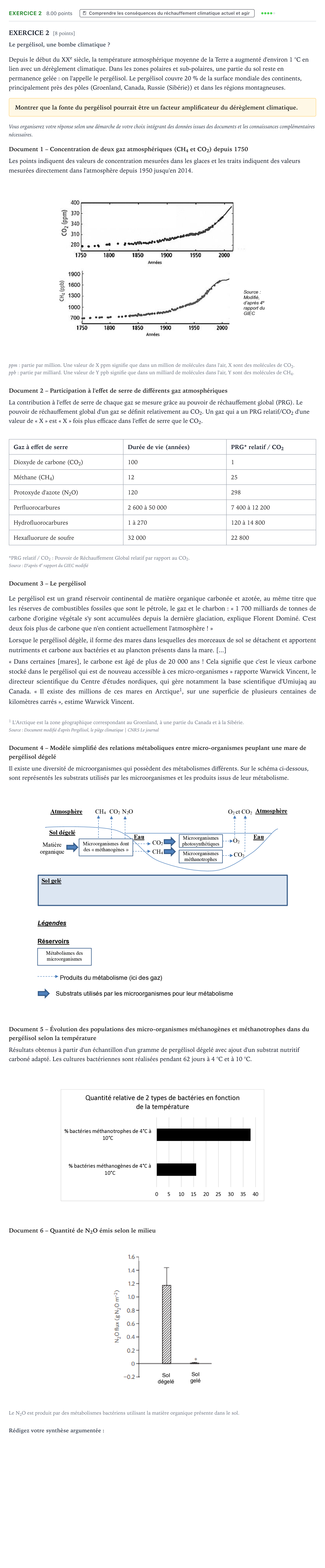 Énoncé: Exercice 2 · Bac Sciences de la Vie et de la Terre Amérique du Nord 2023 (jour 2)