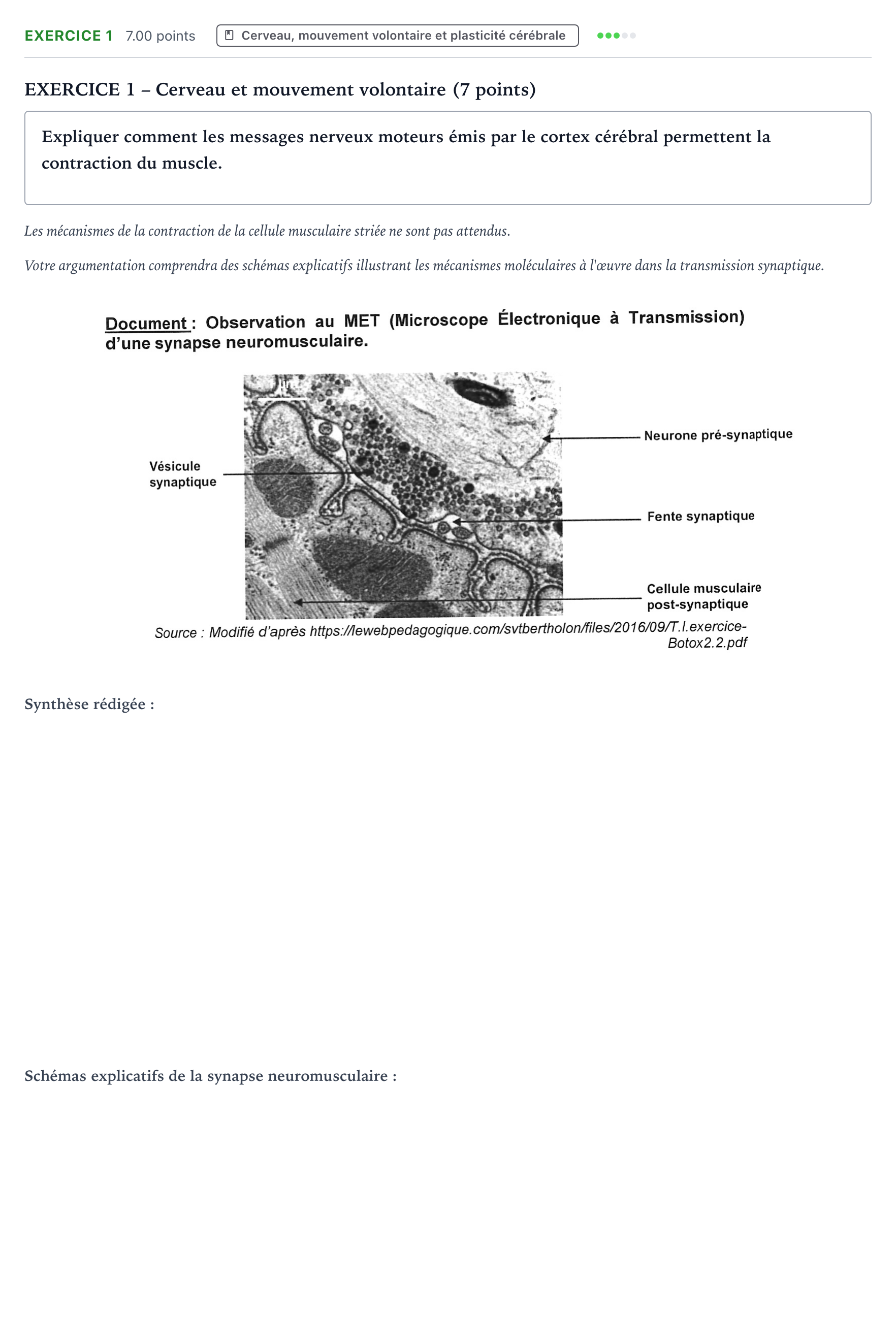Énoncé: Exercice 1 · Bac Sciences de la Vie et de la Terre Nouvelle-Calédonie 2023 (jour 2)