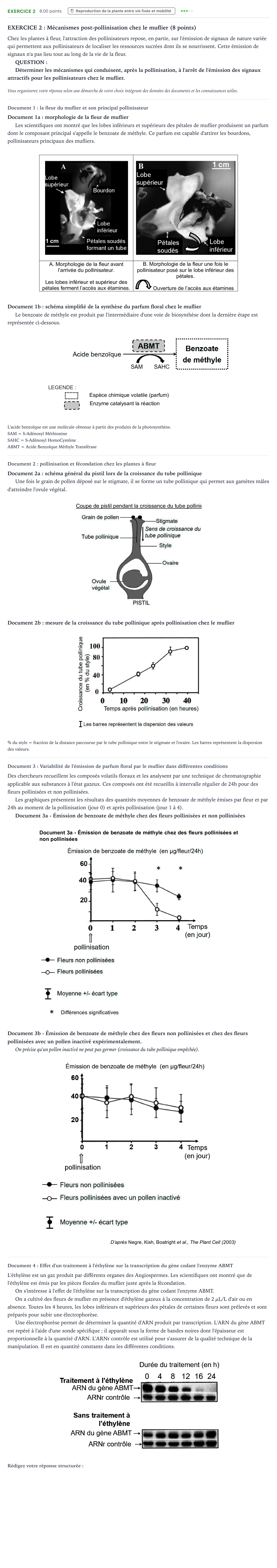 Énoncé: Exercice 2 · Bac Sciences de la Vie et de la Terre Centres étrangers (Afrique) 2024 (jour 2)