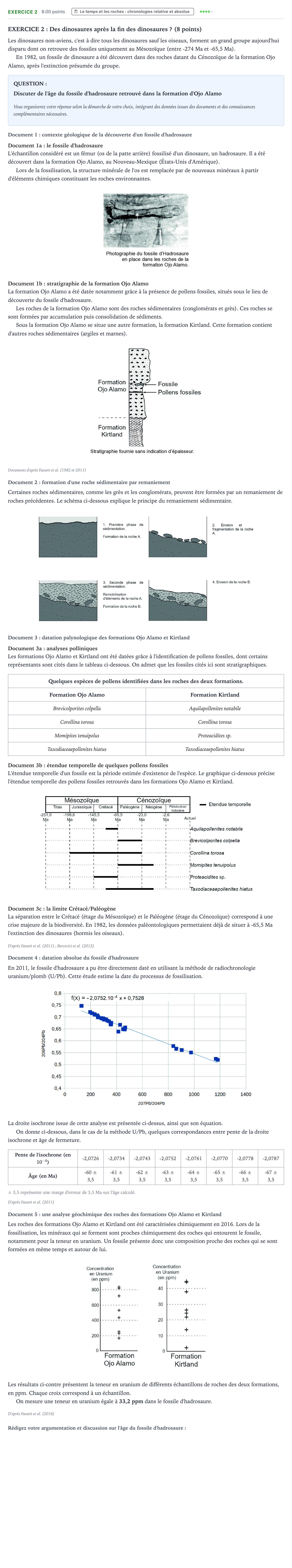 Énoncé: Exercice 2 · Bac Sciences de la Vie et de la Terre Suède 2024 (jour 2)