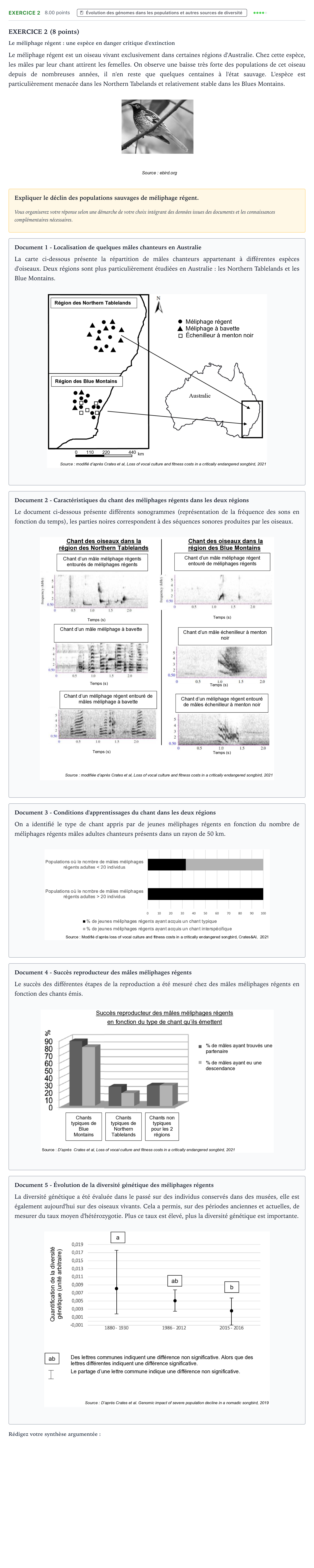 Énoncé: Exercice 2 · Bac Sciences de la Vie et de la Terre Amérique du Nord 2025 (jour 1)