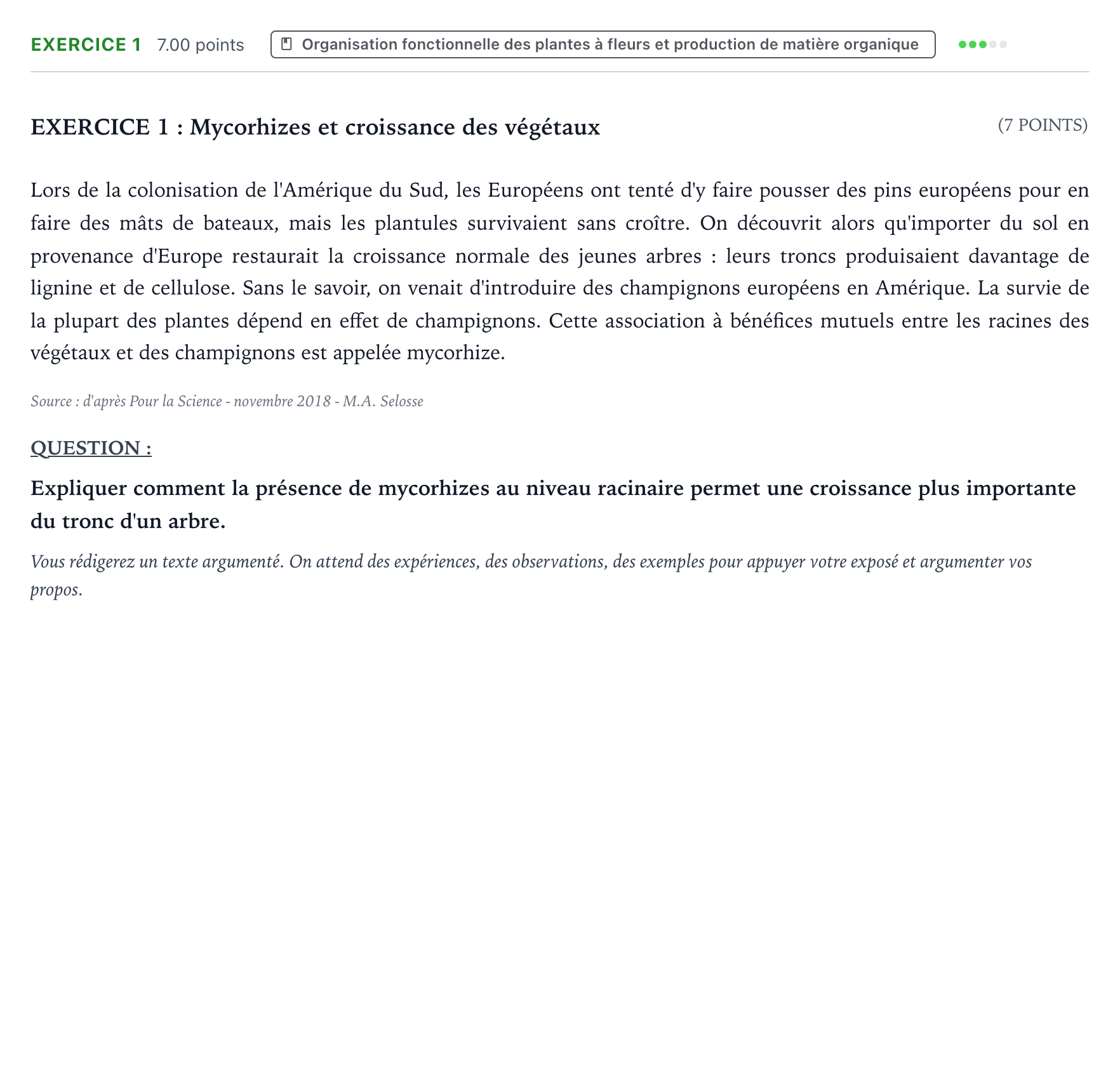 Énoncé: Exercice 1 · Bac Sciences de la Vie et de la Terre Métropole 1 remplacement 2025