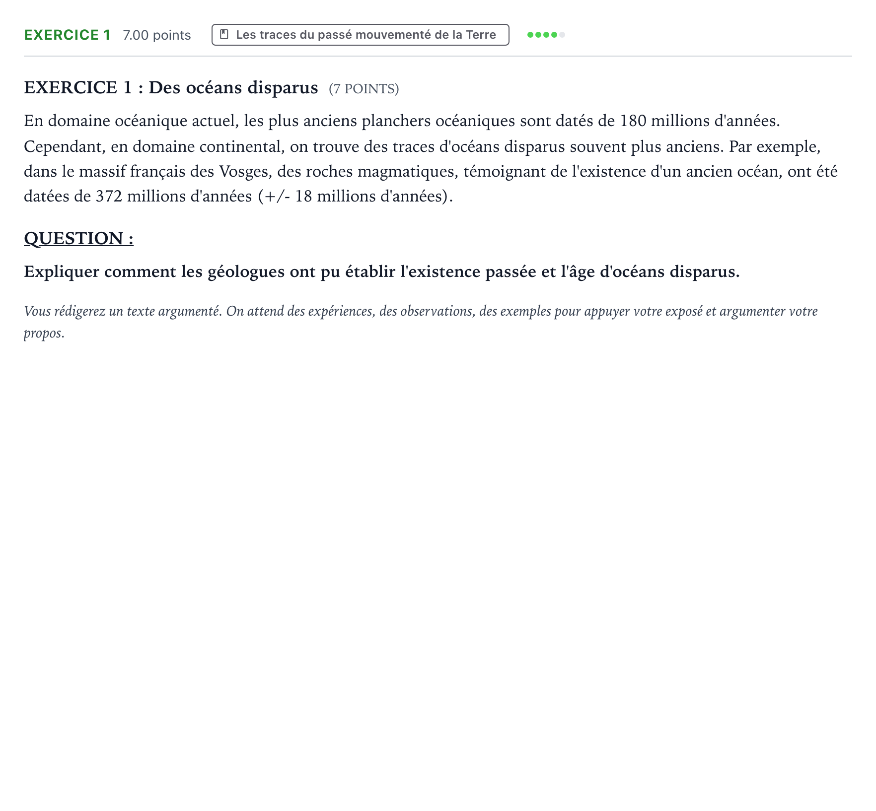 Énoncé: Exercice 1 · Bac Sciences de la Vie et de la Terre Métropole 2 remplacement 2025