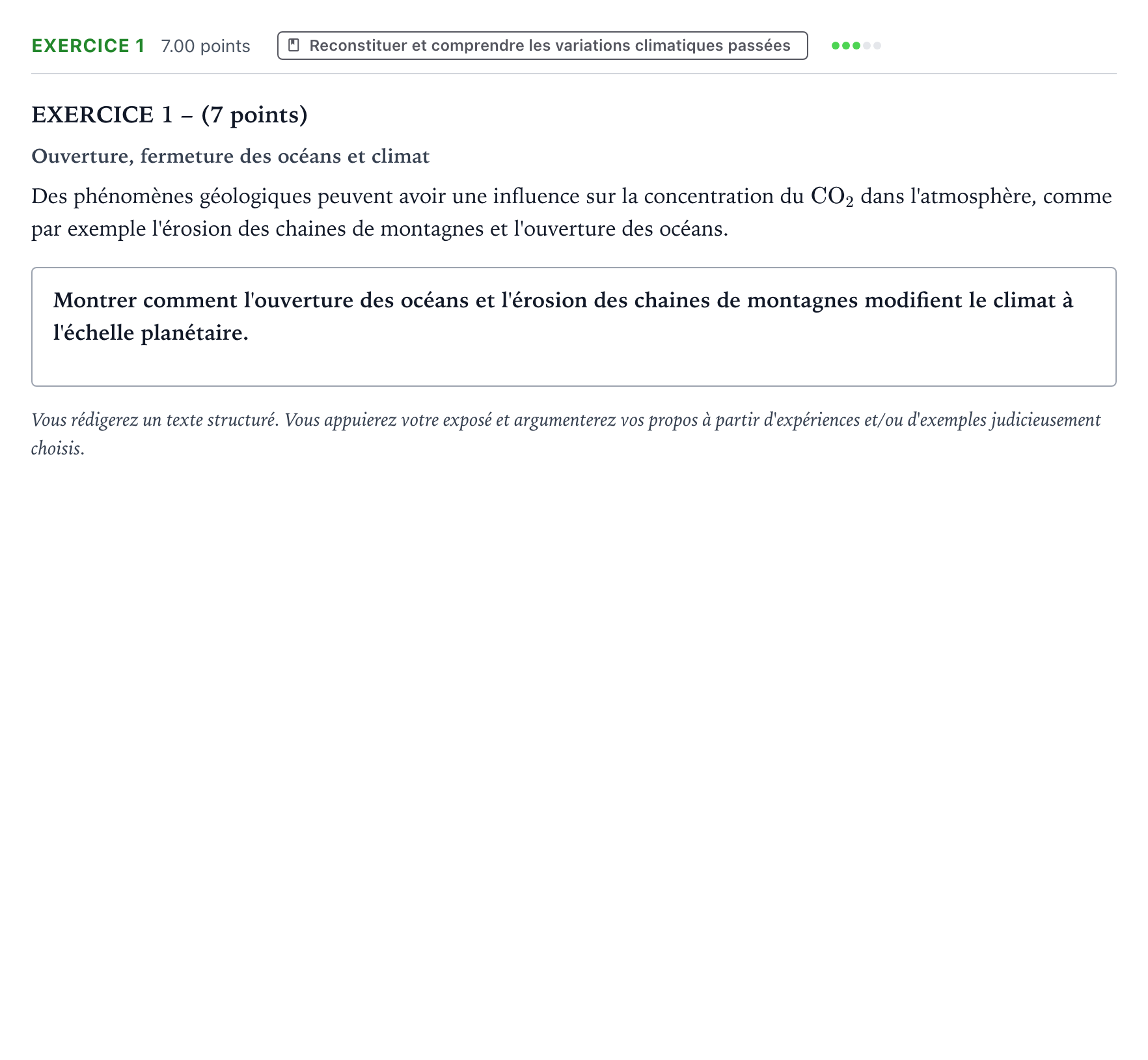 Énoncé: Exercice 1 · Bac Sciences de la Vie et de la Terre Polynésie jour 2 - Remplacement 2025