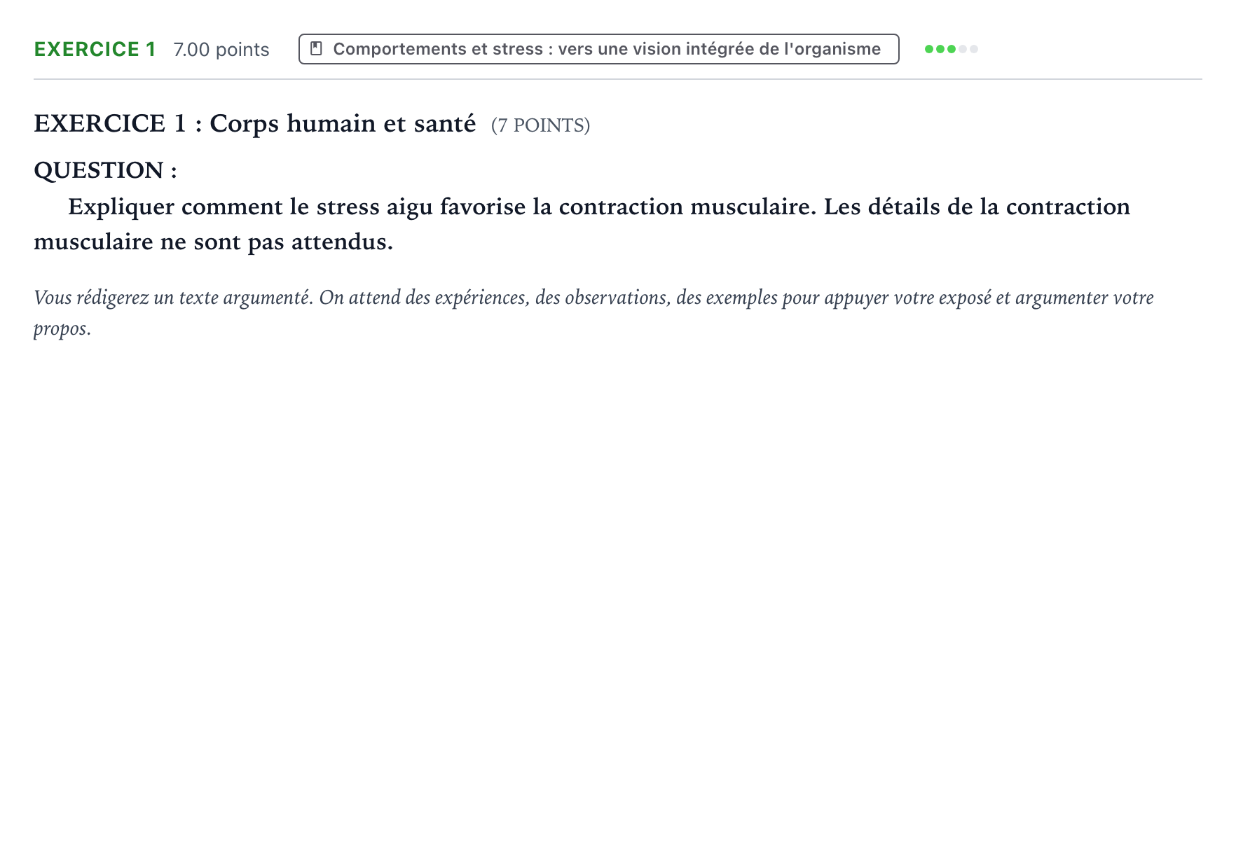 Énoncé: Exercice 1 · Bac Sciences de la Vie et de la Terre Asie 2026 (jour 2)