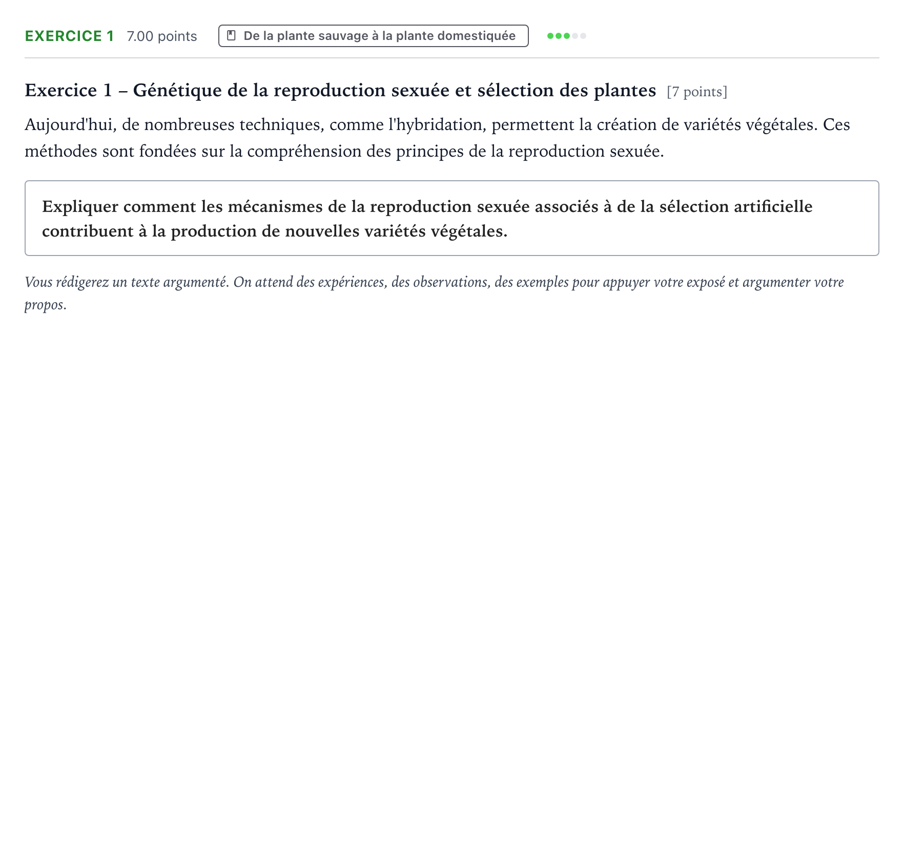 Énoncé: Exercice 1 · Bac Sciences de la Vie et de la Terre Centres étrangers (Afrique) 2026 (jour 1)