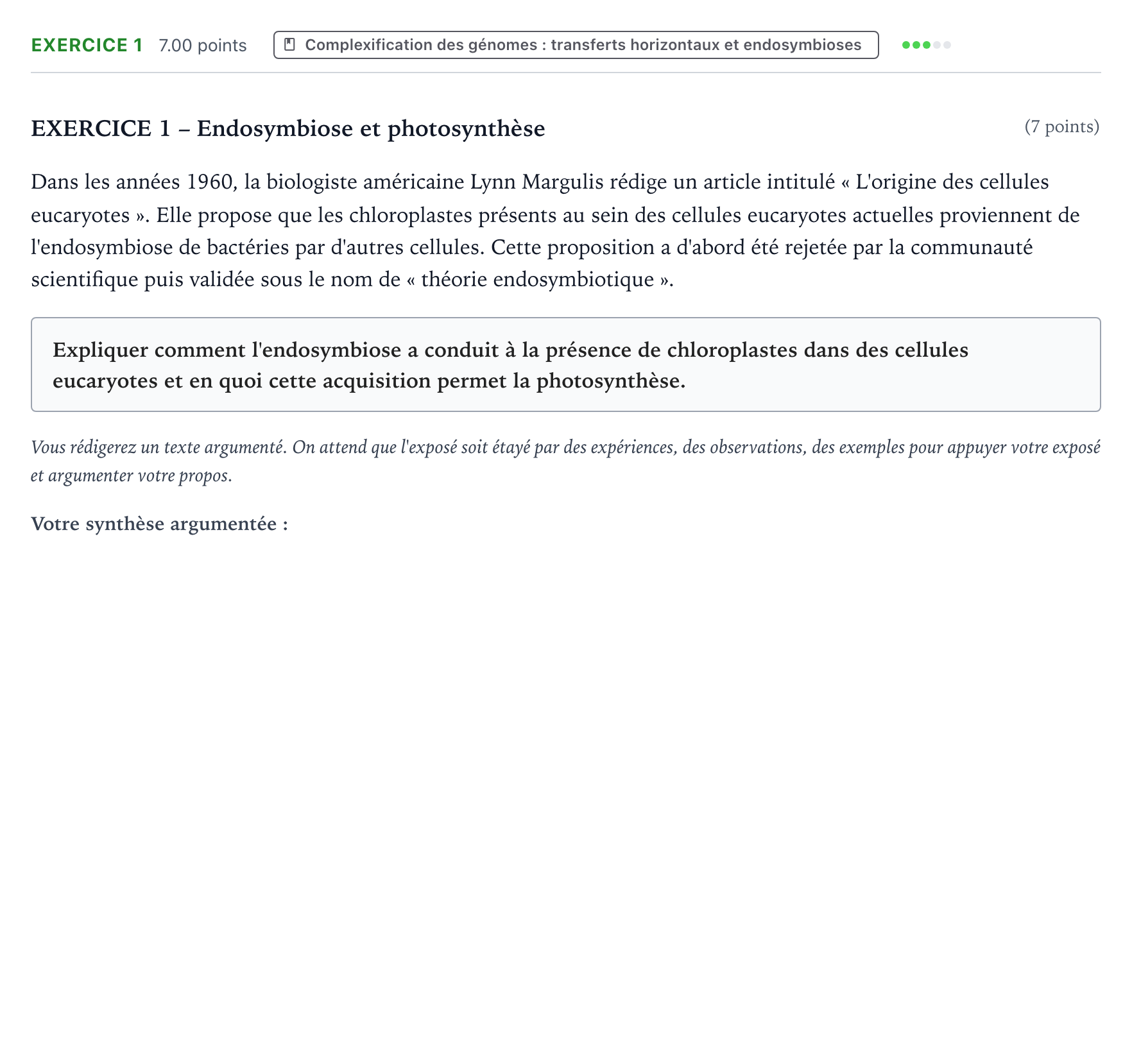Énoncé: Exercice 1 · Bac Sciences de la Vie et de la Terre Polynésie 2026 (jour 1)