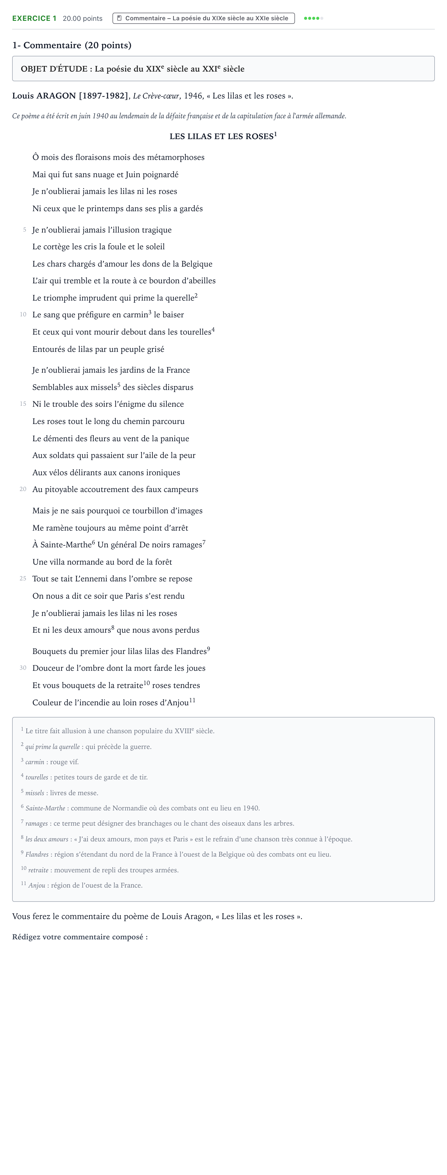 Énoncé: Exercice 1 - Commentaire · Bac Français (1ère) Amérique du Nord 2021 (jour 1)
