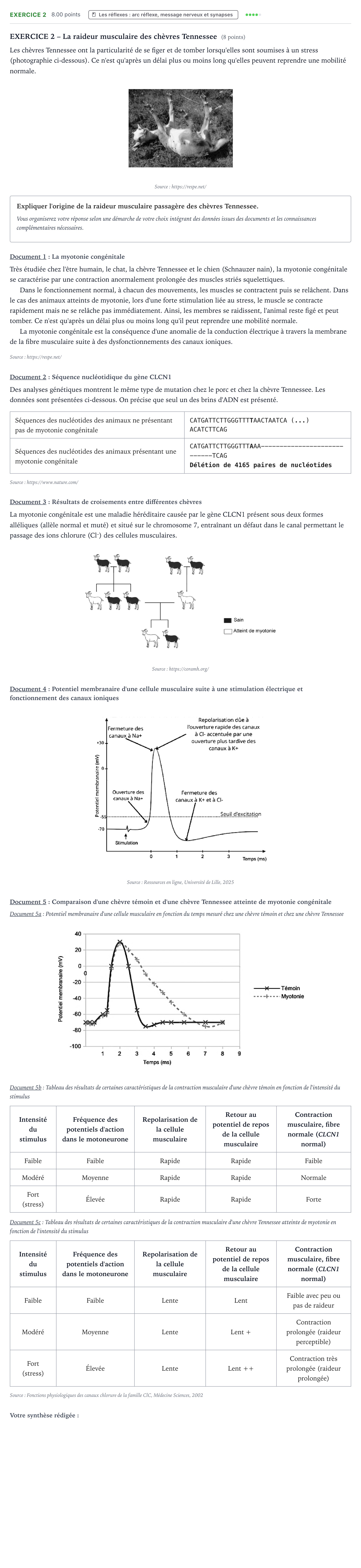Énoncé: Exercice 2 · Bac Sciences de la Vie et de la Terre Polynésie 2026 (jour 2)