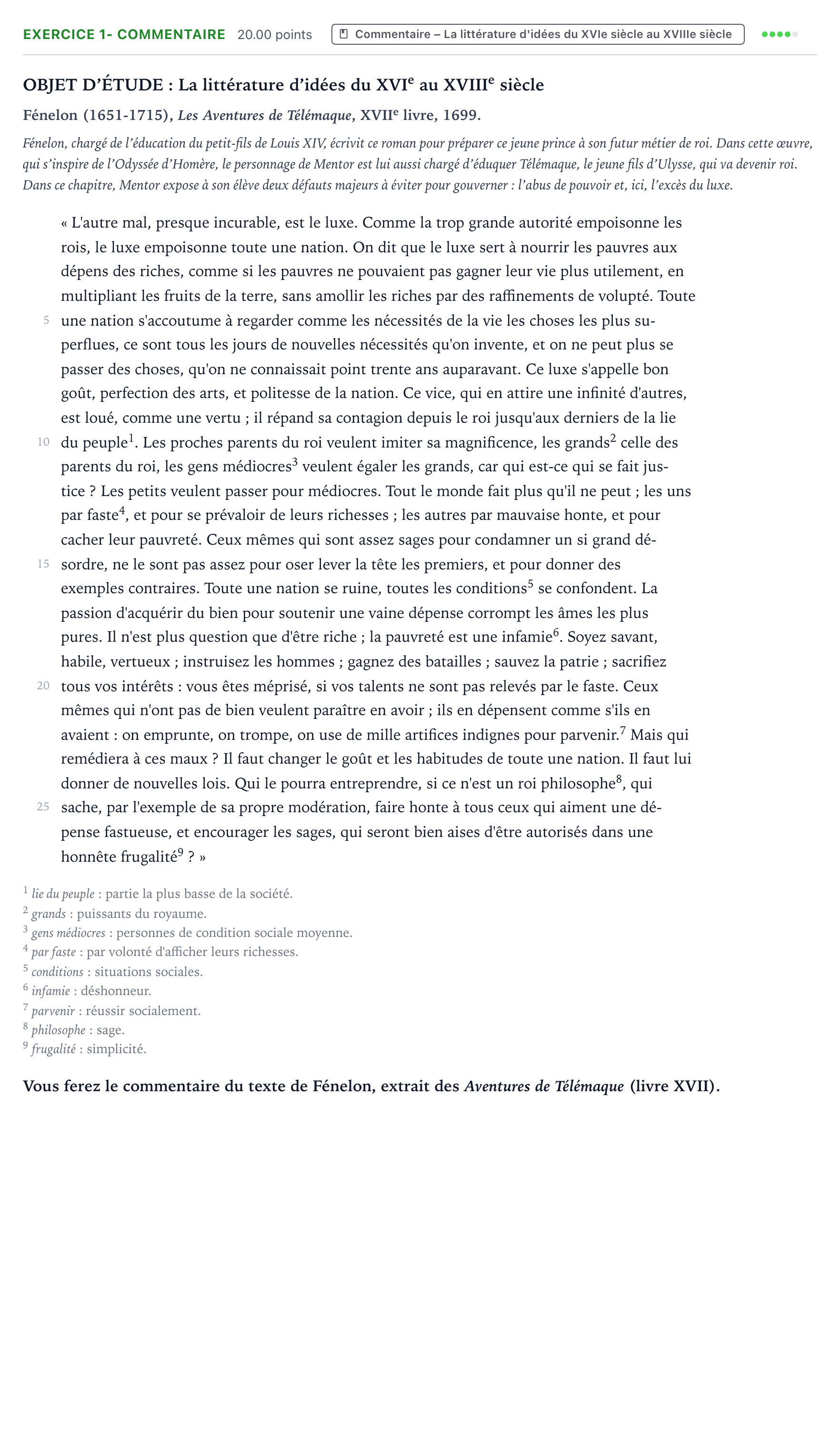 Énoncé: Exercice 1- Commentaire · Bac Français (1ère) Amérique du Nord 2021 (jour 2)