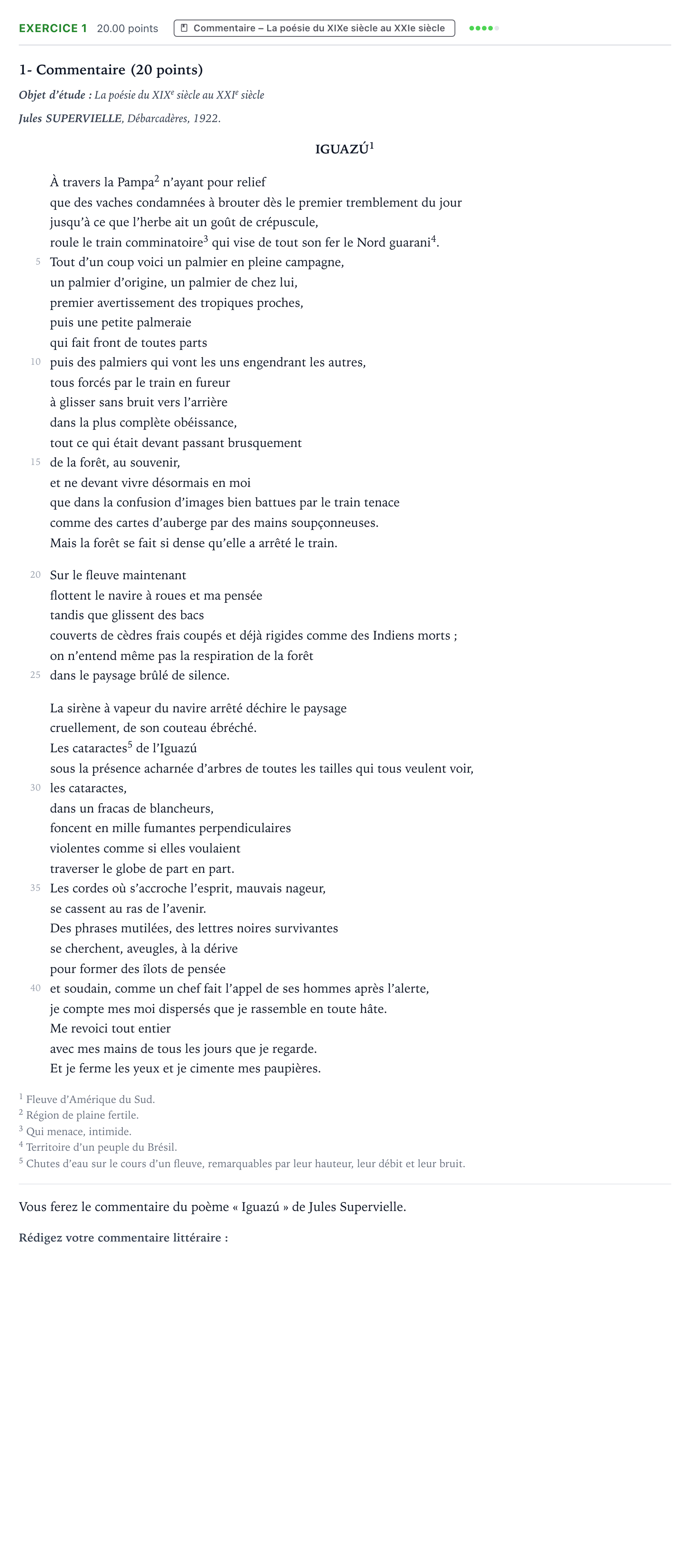 Énoncé: Exercice 1 - Commentaire · Bac Français (1ère) Antilles-Guyane 2021 (jour 1)