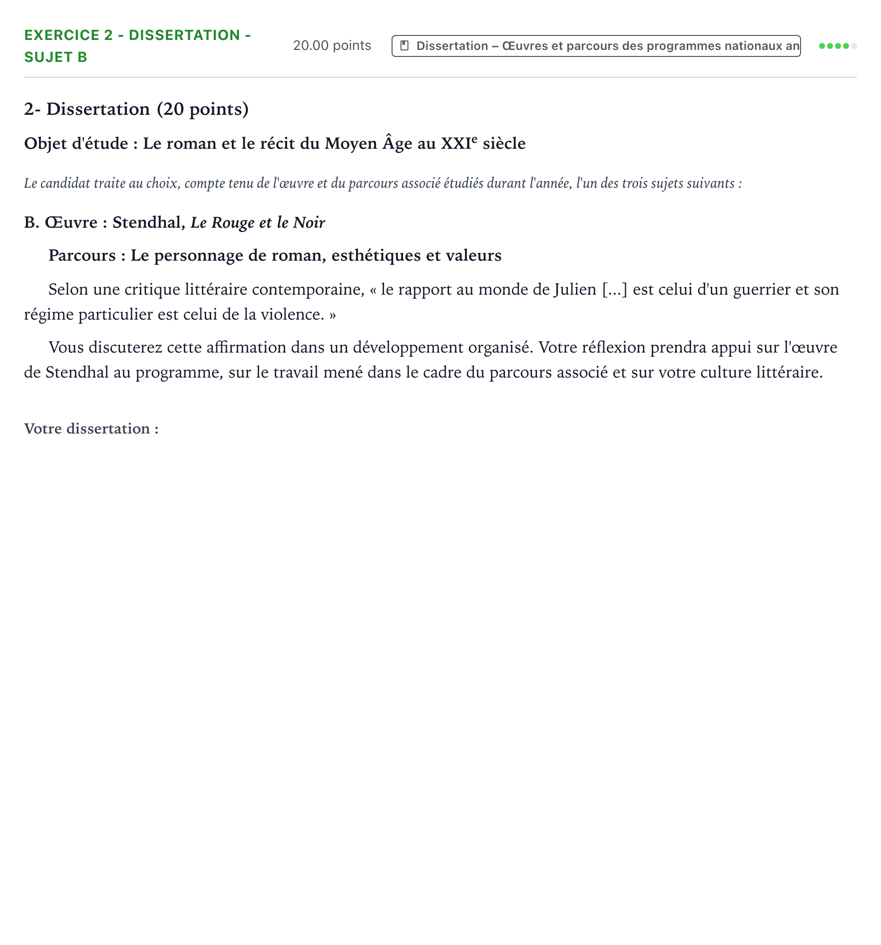 Énoncé: Exercice 2 - Dissertation - Sujet B · Bac Français (1ère) Antilles-Guyane 2021 (jour 1)