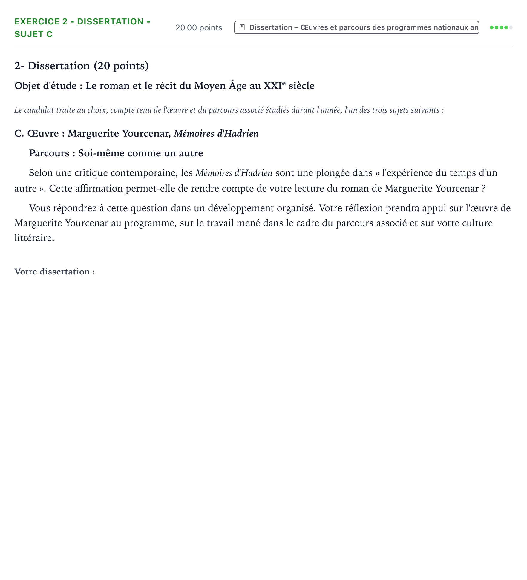 Énoncé: Exercice 2 - Dissertation - Sujet C · Bac Français (1ère) Antilles-Guyane 2021 (jour 1)