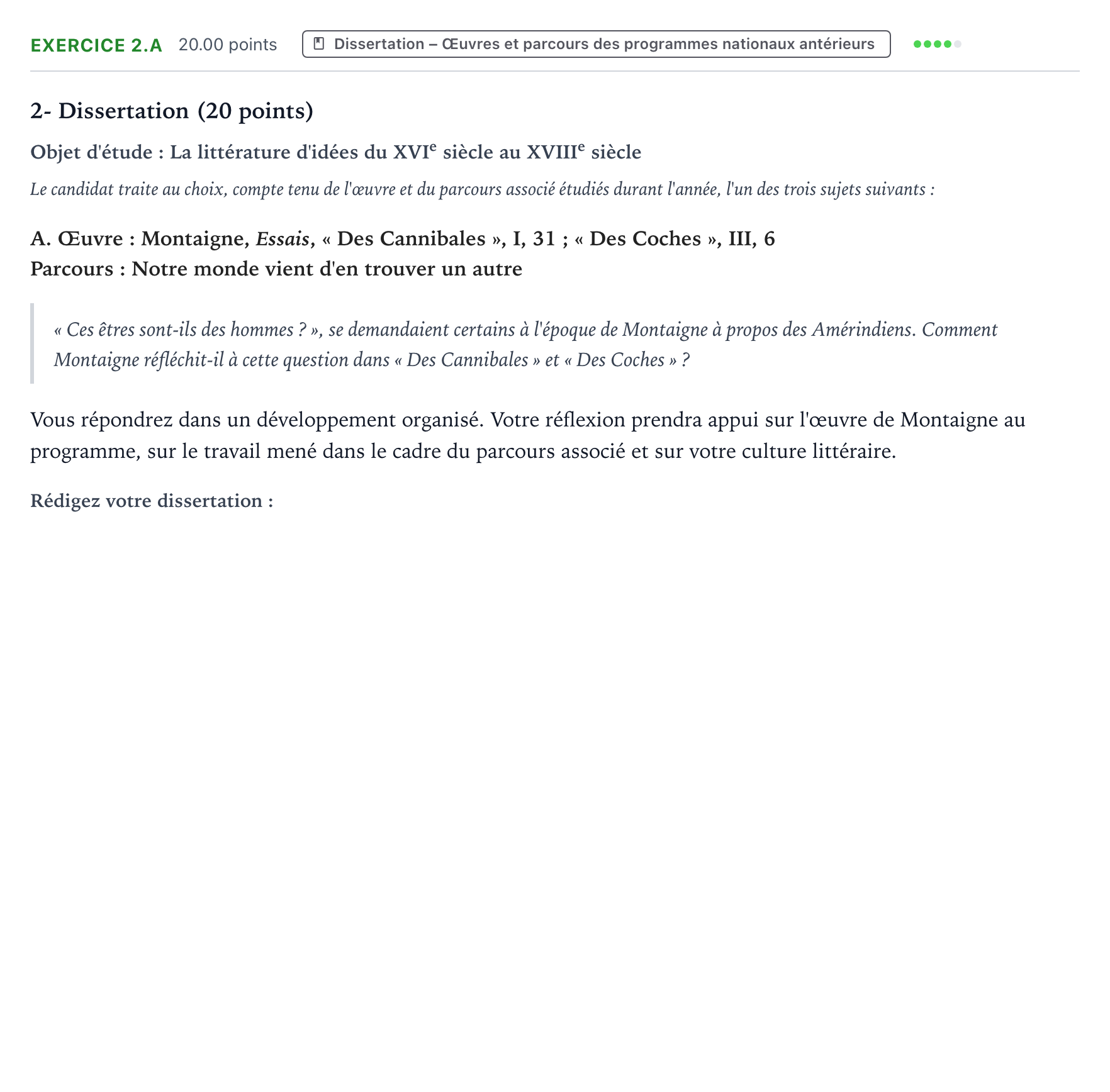 Énoncé: Exercice 2.A - Dissertation · Bac Français (1ère) Antilles-Guyane 2021 (jour 2)