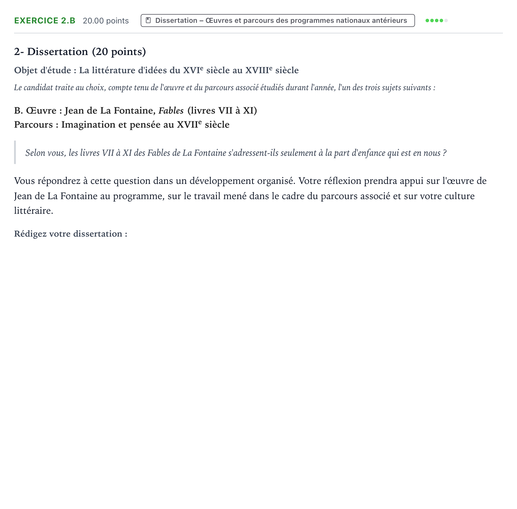 Énoncé: Exercice 2.B - Dissertation · Bac Français (1ère) Antilles-Guyane 2021 (jour 2)
