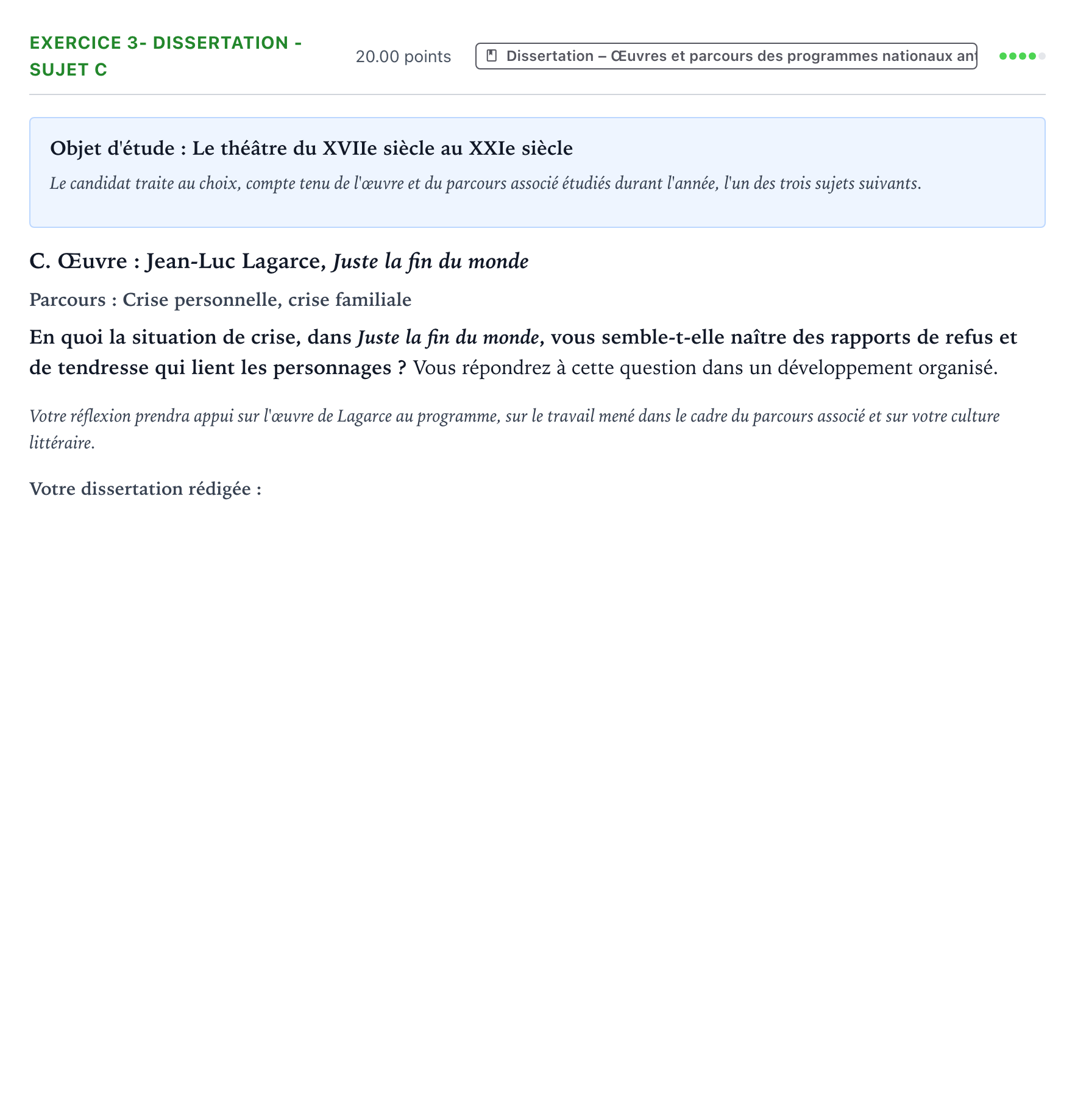 Énoncé: Exercice 3- Dissertation - Sujet C · Bac Français (1ère) Antilles-Guyane remplacement 2021