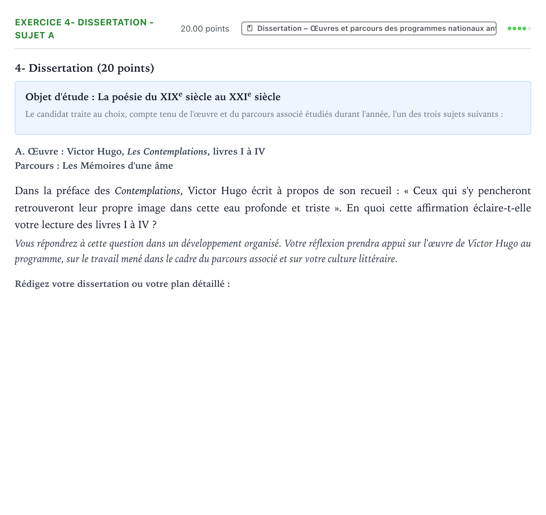 Énoncé: Exercice 4- Dissertation - Sujet A · Bac Français (1ère) Antilles-Guyane remplacement 2021
