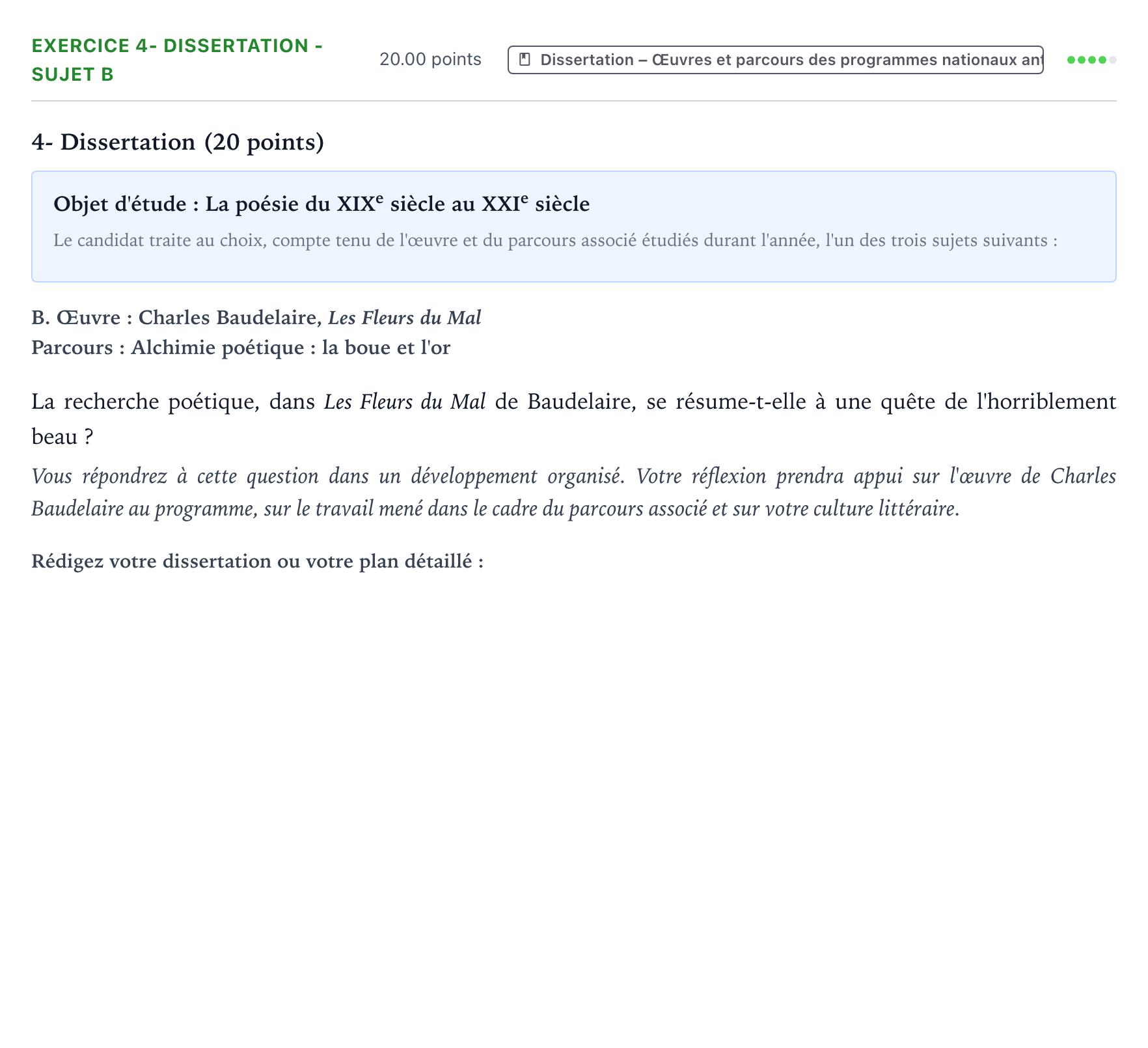 Énoncé: Exercice 4- Dissertation - Sujet B · Bac Français (1ère) Antilles-Guyane remplacement 2021