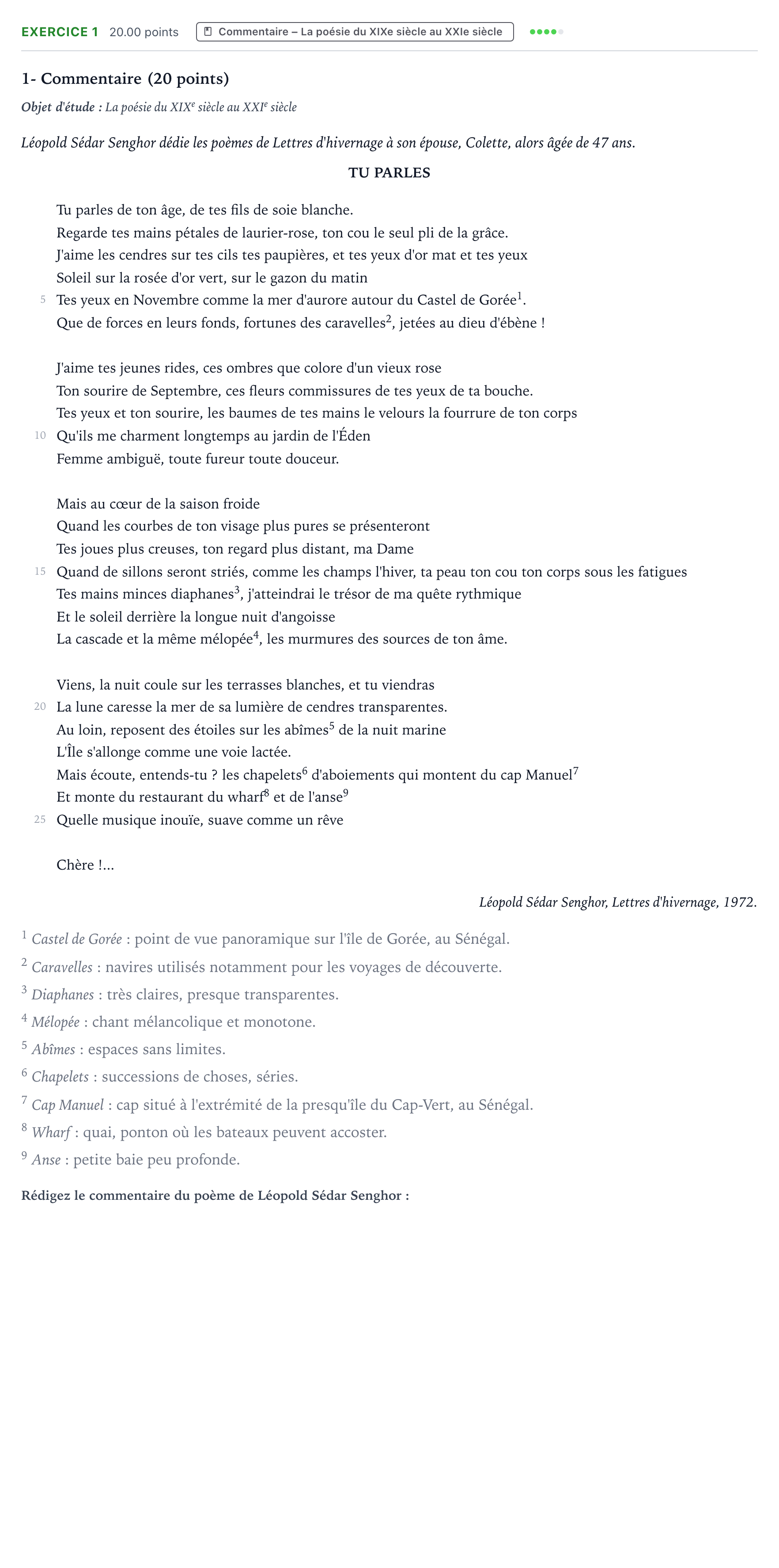 Énoncé: Exercice 1 - Commentaire · Bac Français (1ère) Asie 2021 (jour 1)