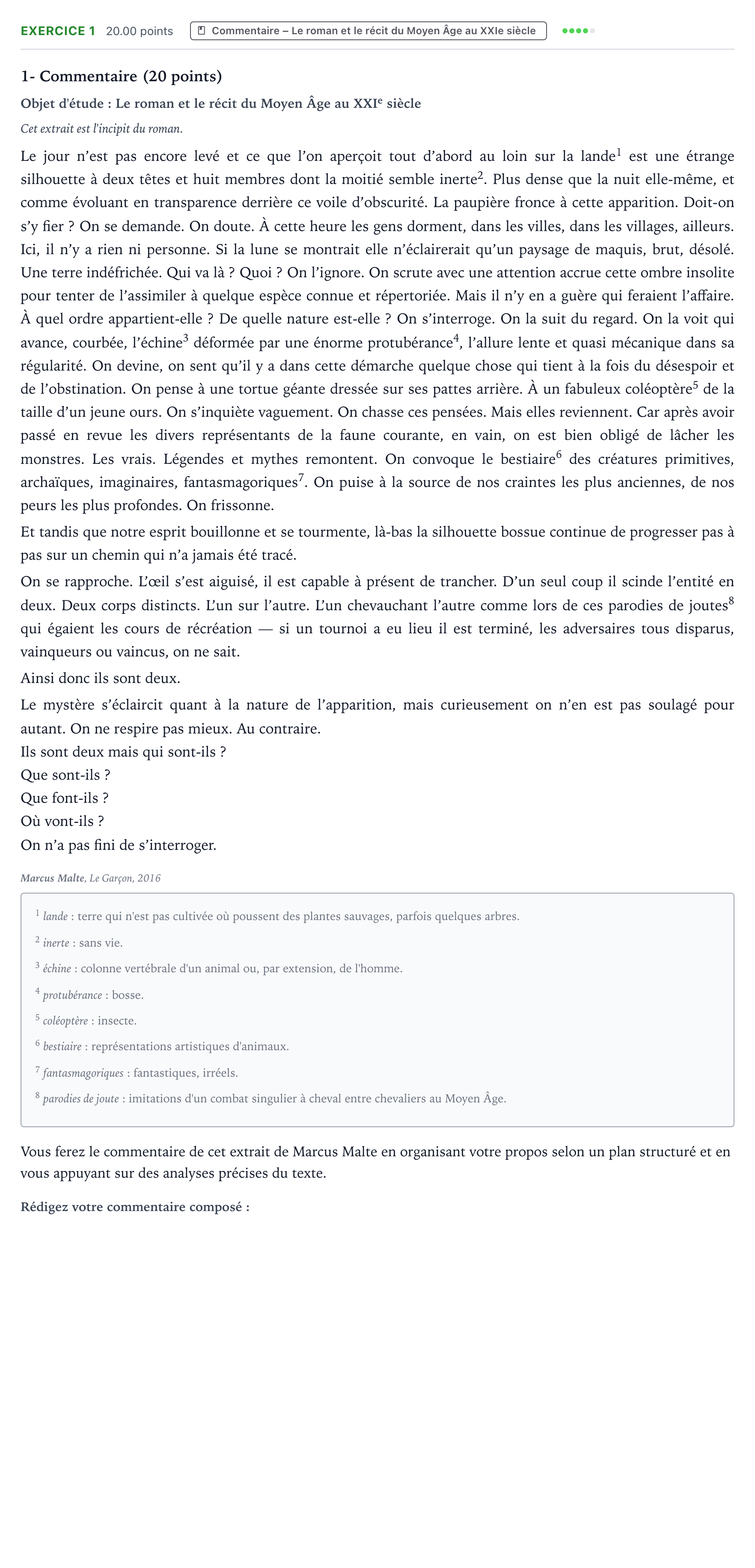 Énoncé: Exercice 1 - Commentaire · Bac Français (1ère) Asie 2021 (jour 2)