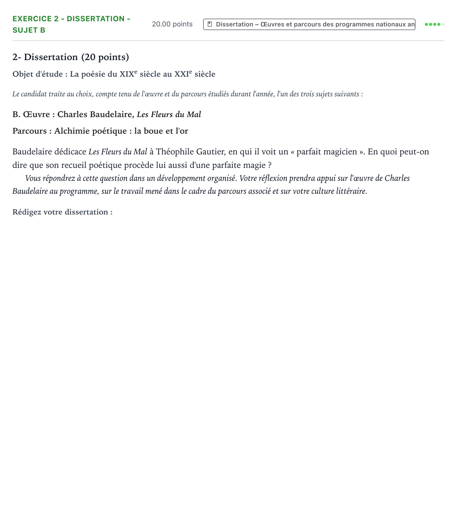 Énoncé: Exercice 2 - Dissertation - Sujet B · Bac Français (1ère) Centres étrangers (Afrique) 2021 (jour 1)