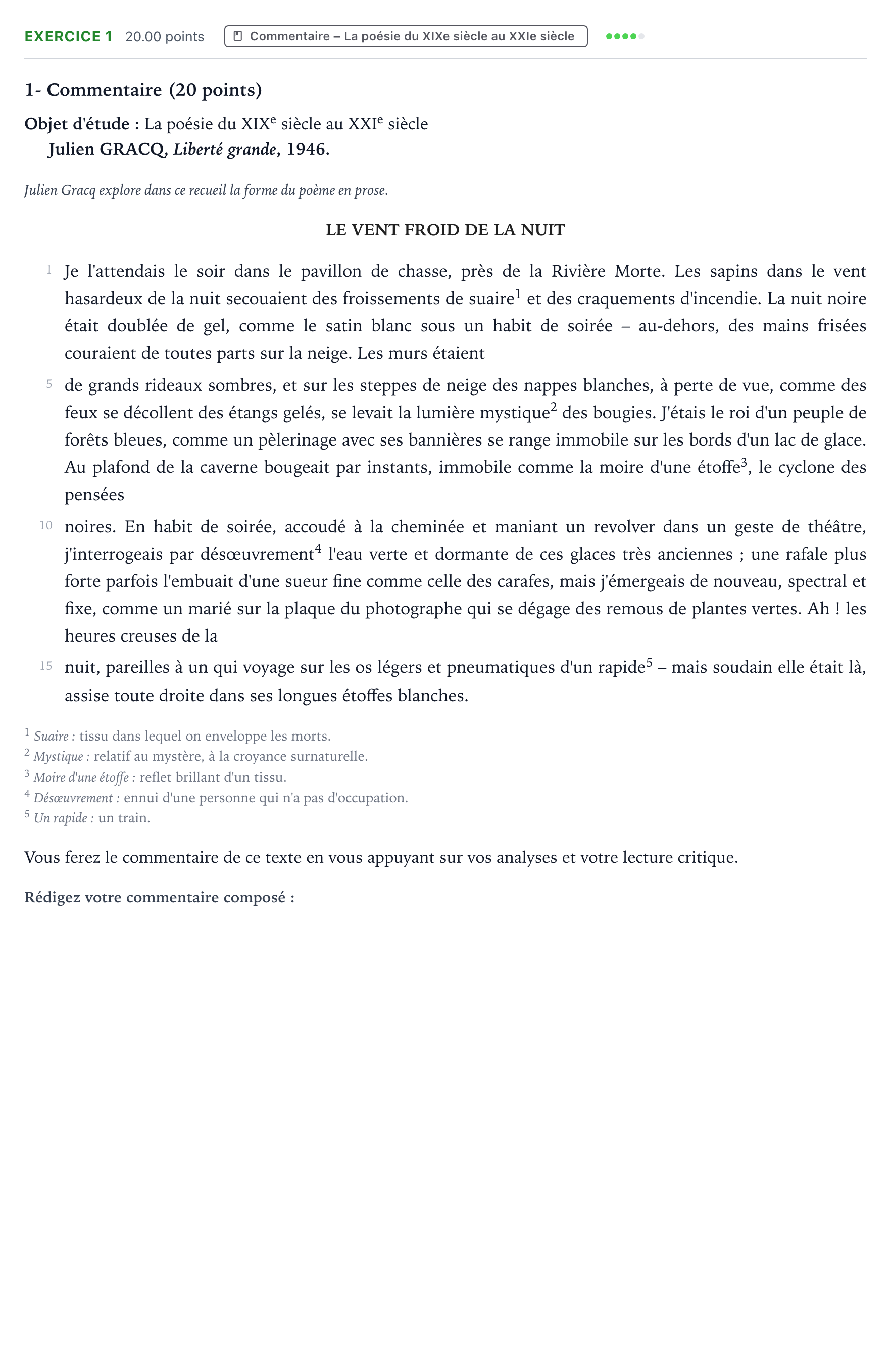 Énoncé: Exercice 1 - Commentaire · Bac Français (1ère) Centres étrangers (Afrique) 2021 (jour 2)