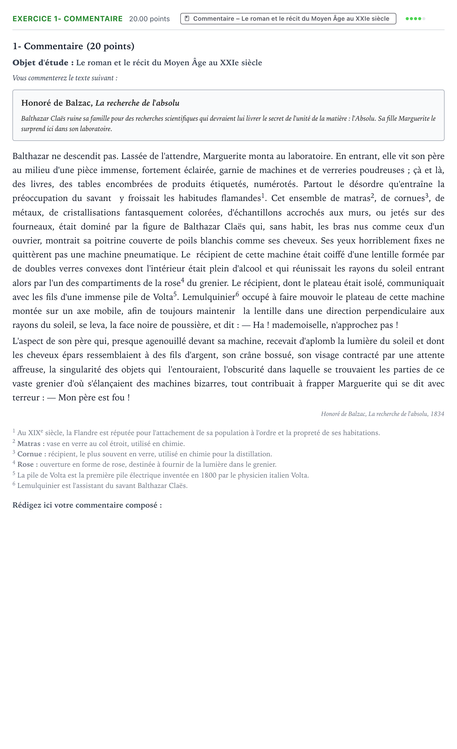 Énoncé: Exercice 1- Commentaire · Bac Français (1ère) Métropole remplacement 2021