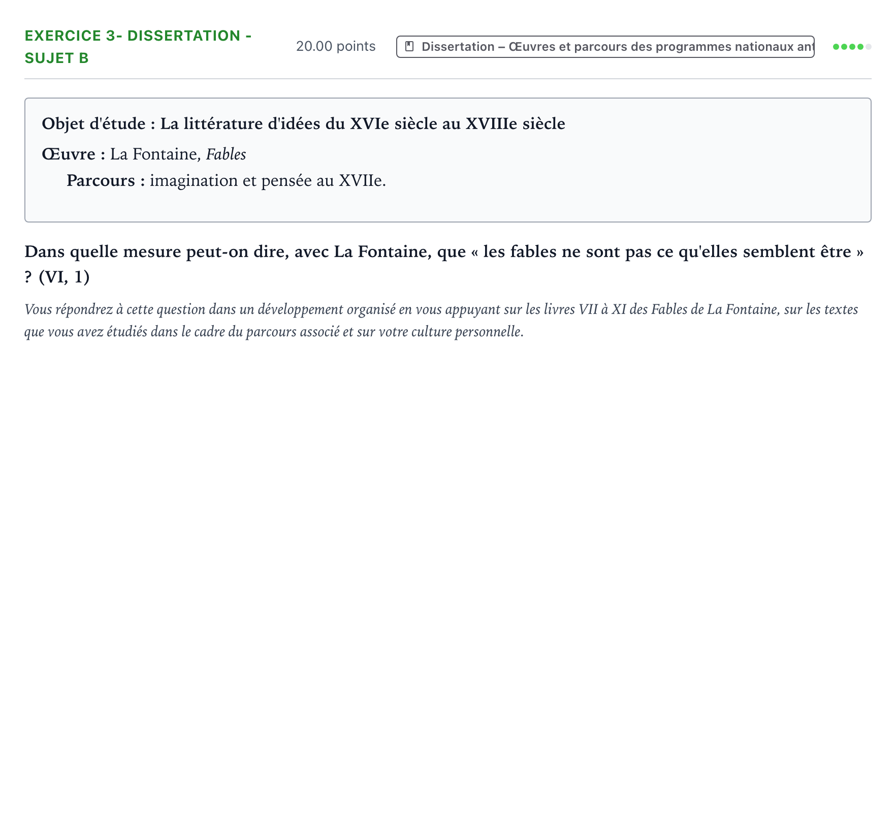 Énoncé: Exercice 3- Dissertation - Sujet B · Bac Français (1ère) Métropole remplacement 2021