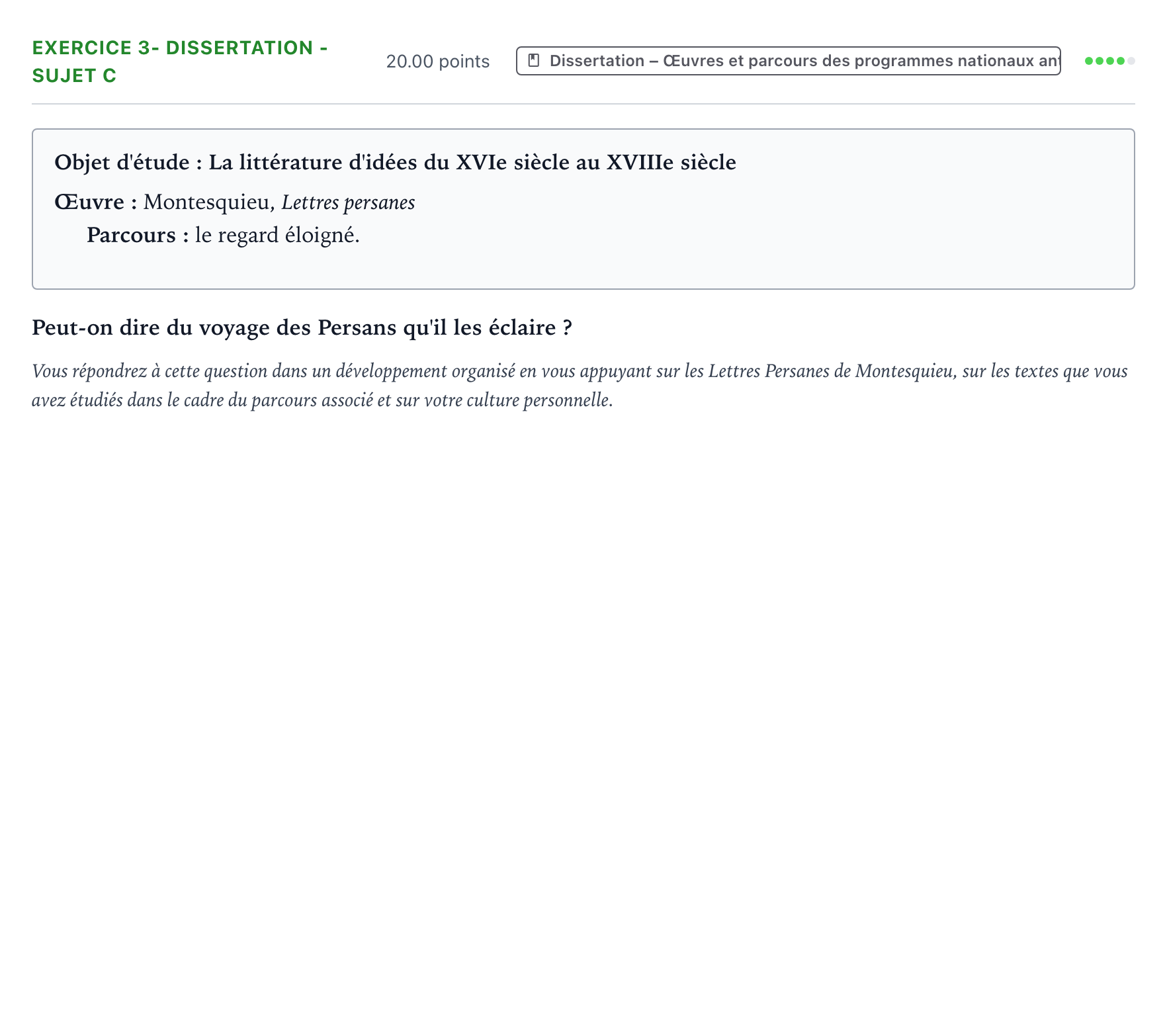 Énoncé: Exercice 3- Dissertation - Sujet C · Bac Français (1ère) Métropole remplacement 2021