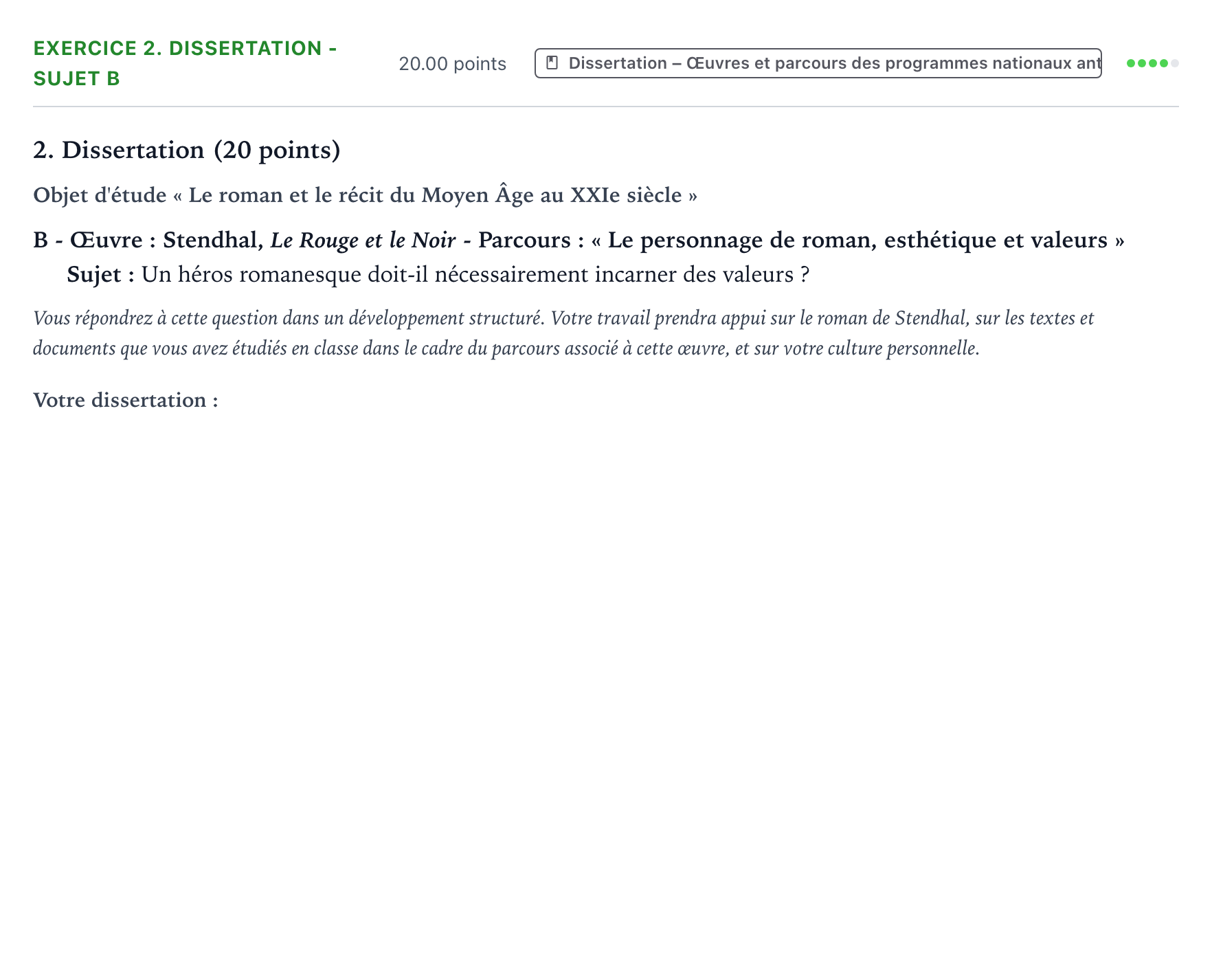 Énoncé: Exercice 2. Dissertation - Sujet B · Bac Français (1ère) Polynésie 2021 (jour 2)