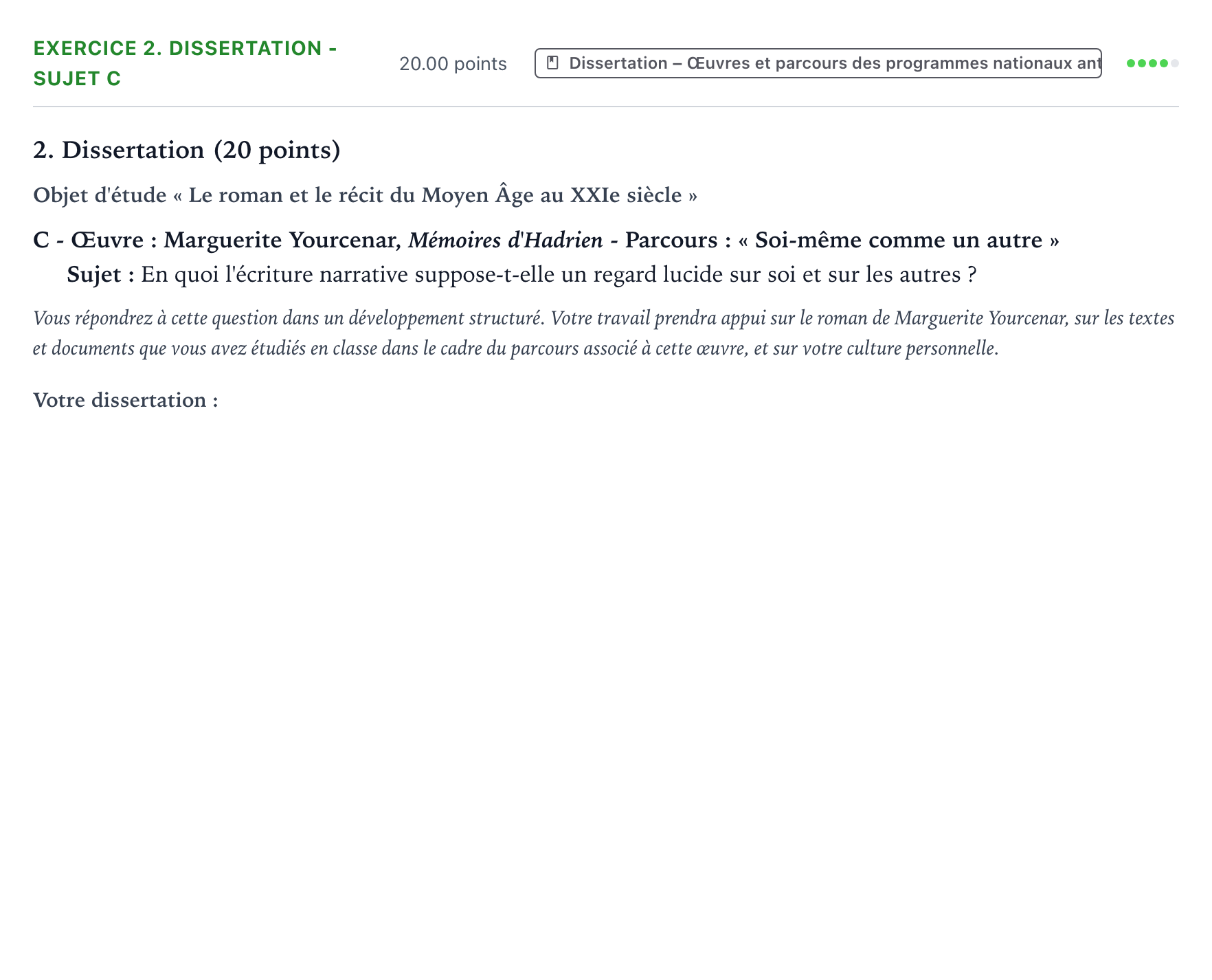 Énoncé: Exercice 2. Dissertation - Sujet C · Bac Français (1ère) Polynésie 2021 (jour 2)