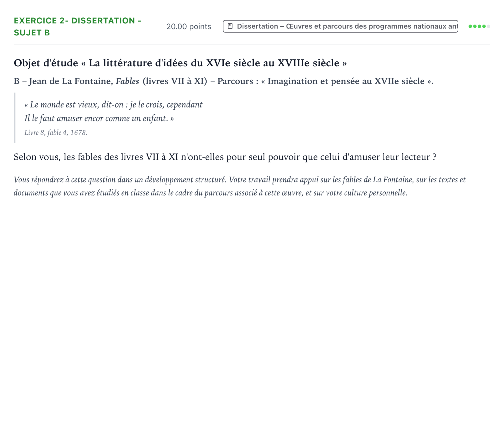 Énoncé: Exercice 2- Dissertation - Sujet B · Bac Français (1ère) Polynésie jour 2 - Remplacement 2021
