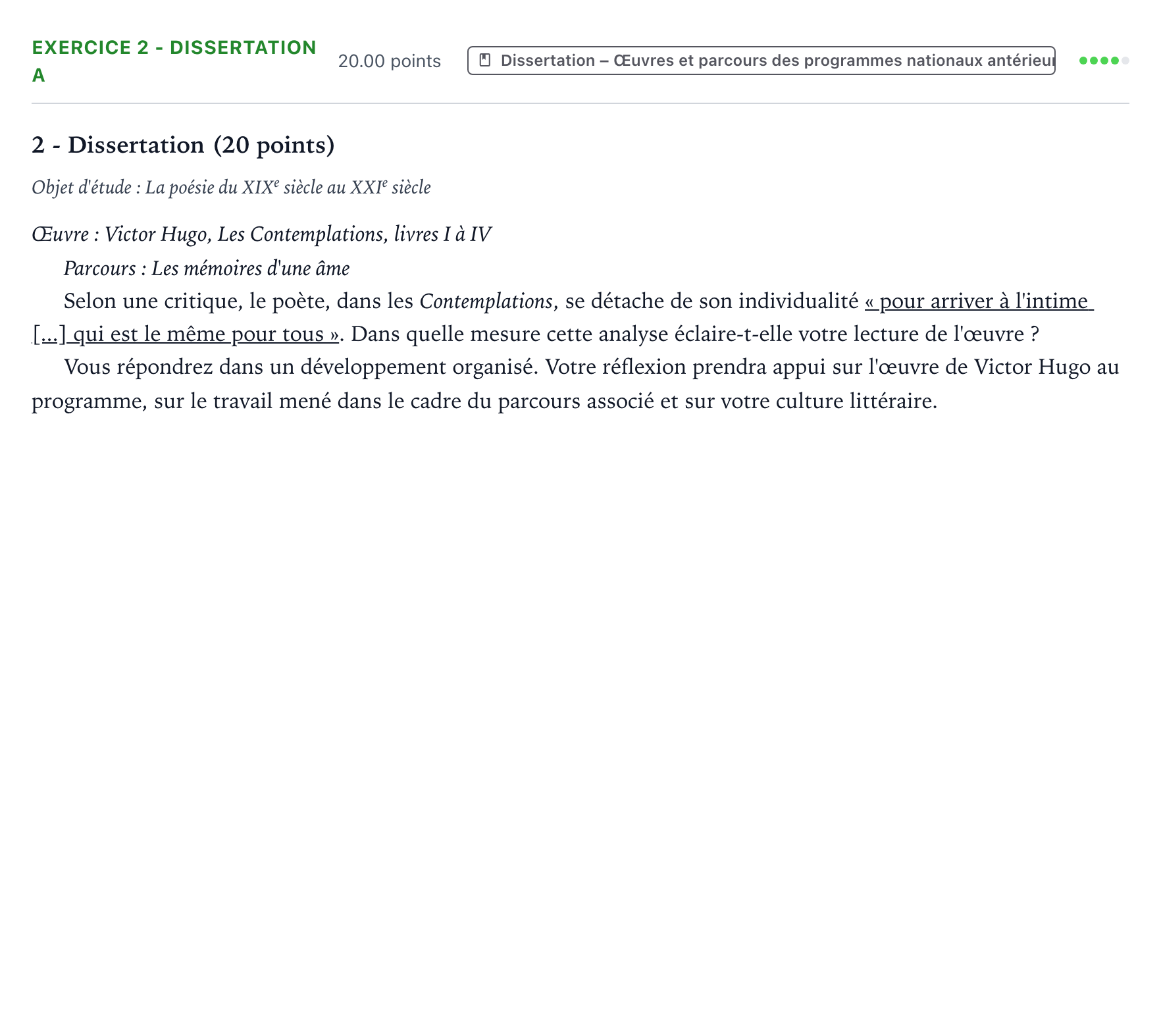 Énoncé: Exercice 2 - Dissertation A · Bac Français (1ère) Antilles-Guyane session normale 2022