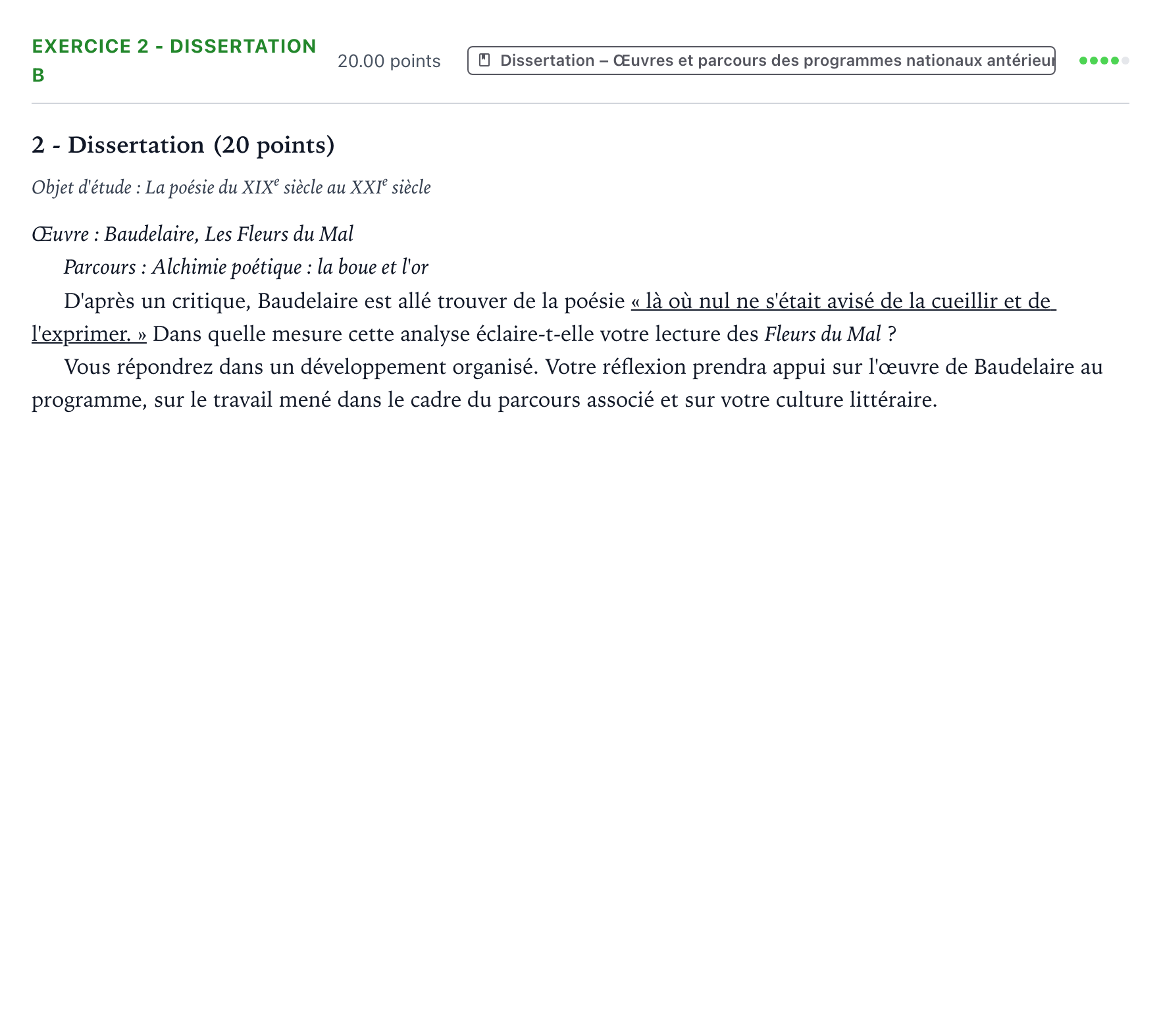 Énoncé: Exercice 2 - Dissertation B · Bac Français (1ère) Antilles-Guyane session normale 2022