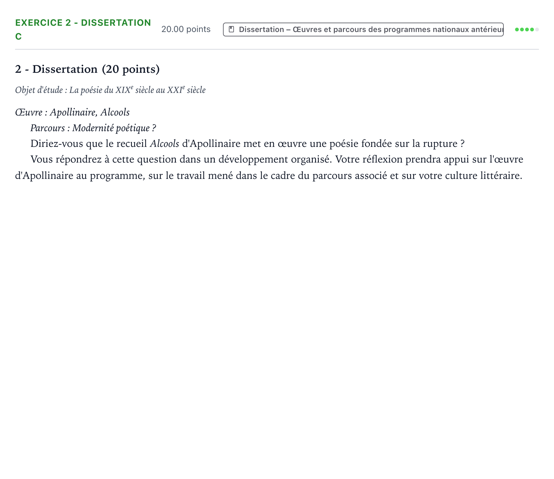 Énoncé: Exercice 2 - Dissertation C · Bac Français (1ère) Antilles-Guyane session normale 2022