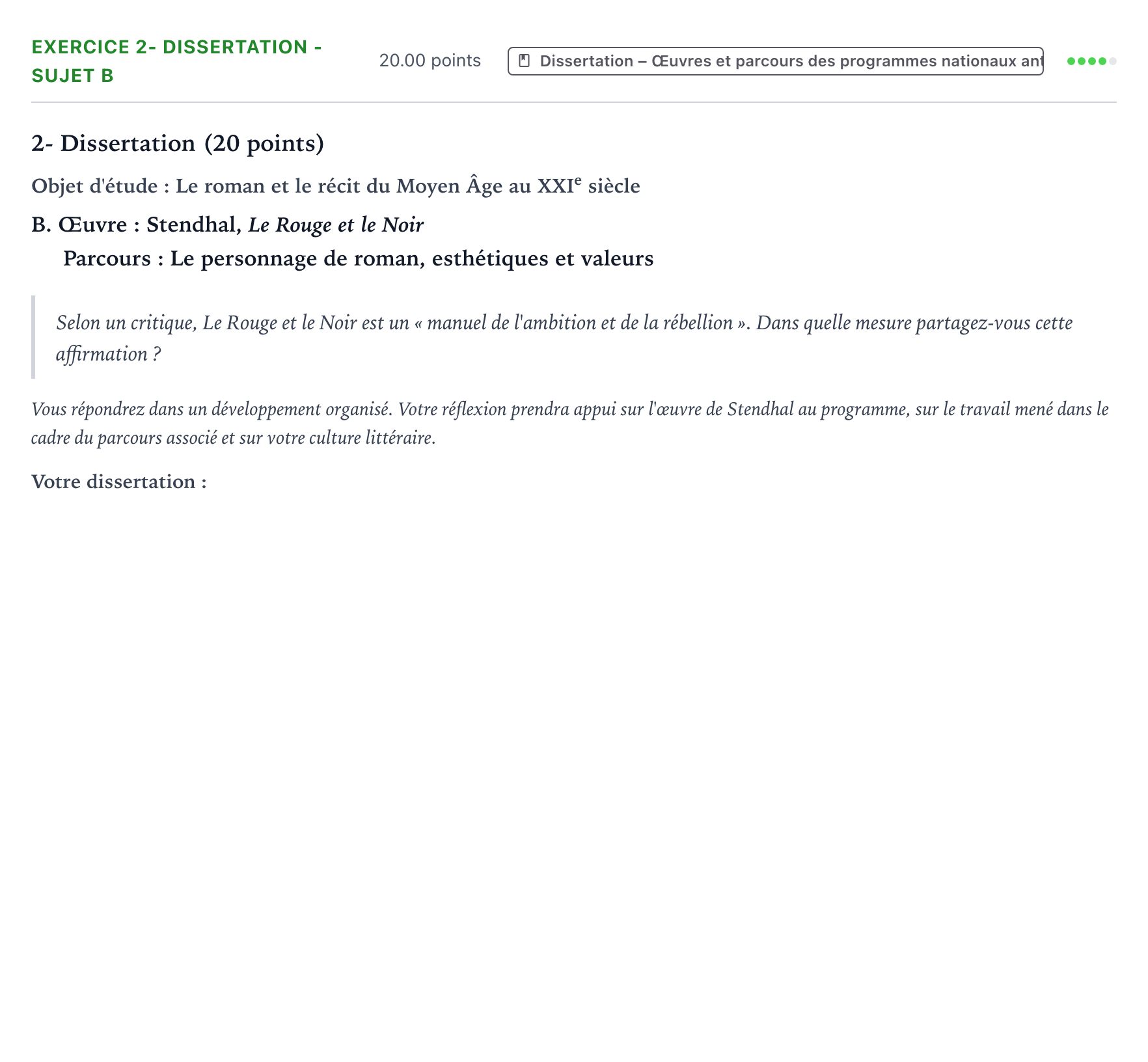 Énoncé: Exercice 2- Dissertation - Sujet B · Bac Français (1ère) Antilles-Guyane remplacement 2022
