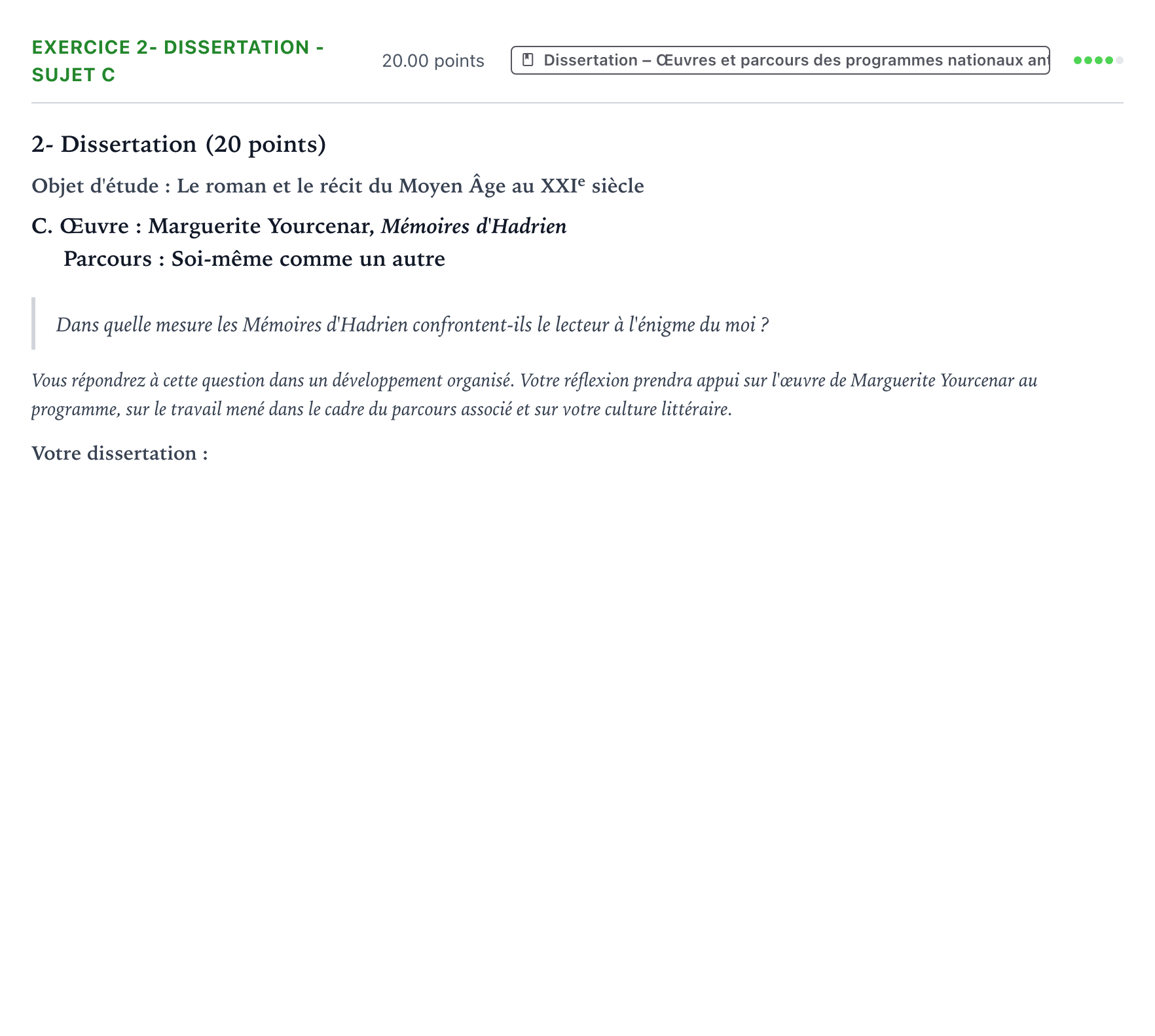 Énoncé: Exercice 2- Dissertation - Sujet C · Bac Français (1ère) Antilles-Guyane remplacement 2022