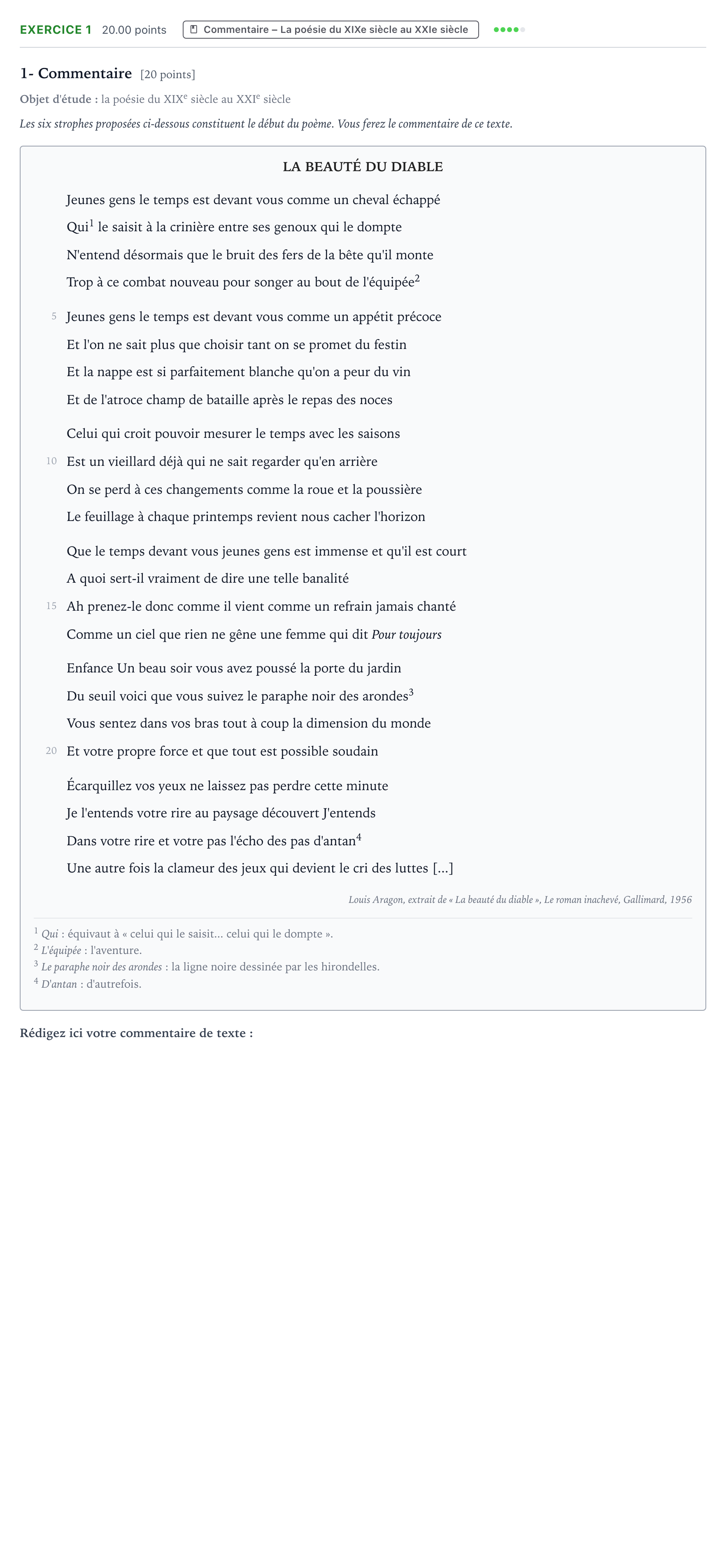 Énoncé: Exercice 1 - Commentaire · Bac Français (1ère) Asie session normale 2022
