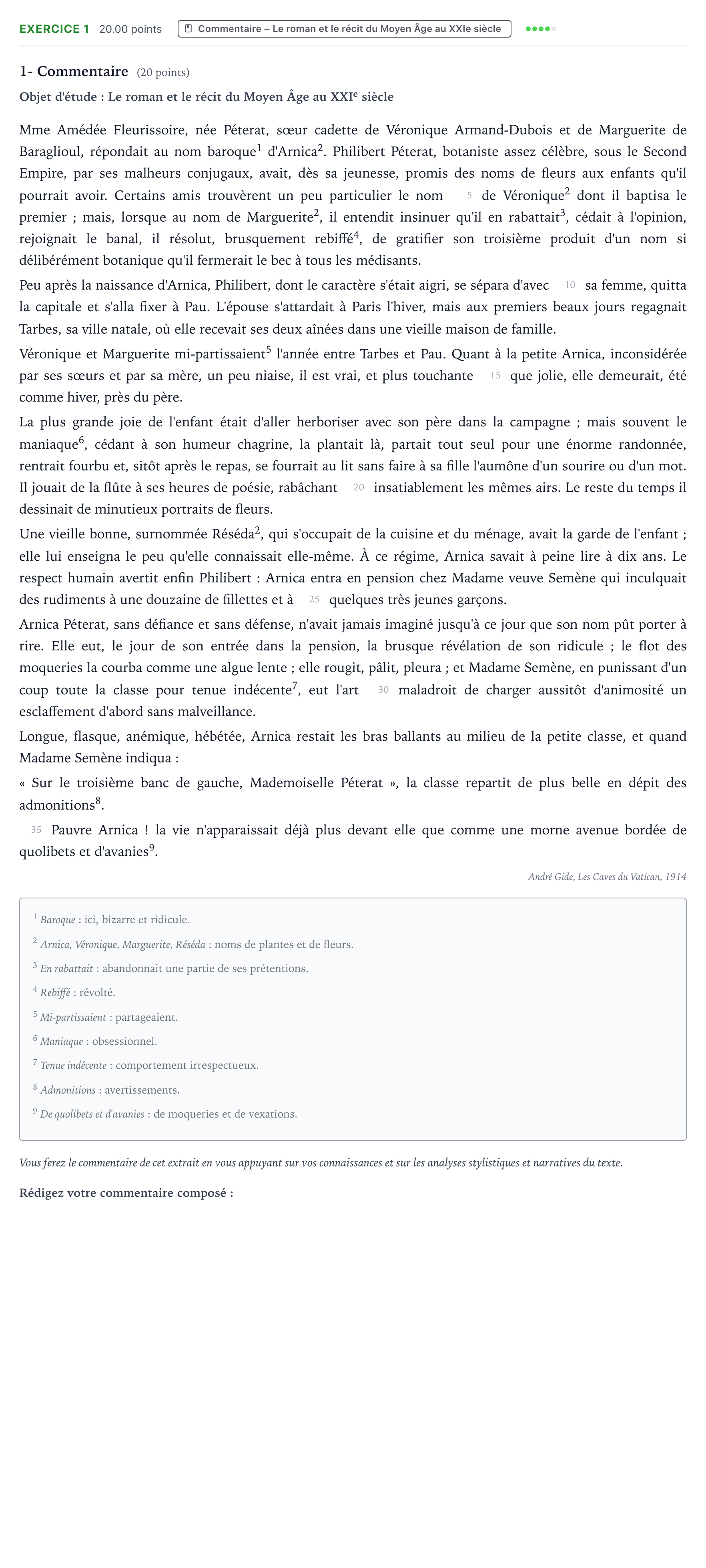 Énoncé: Exercice 1 - Commentaire · Bac Français (1ère) Polynésie session normale 2022