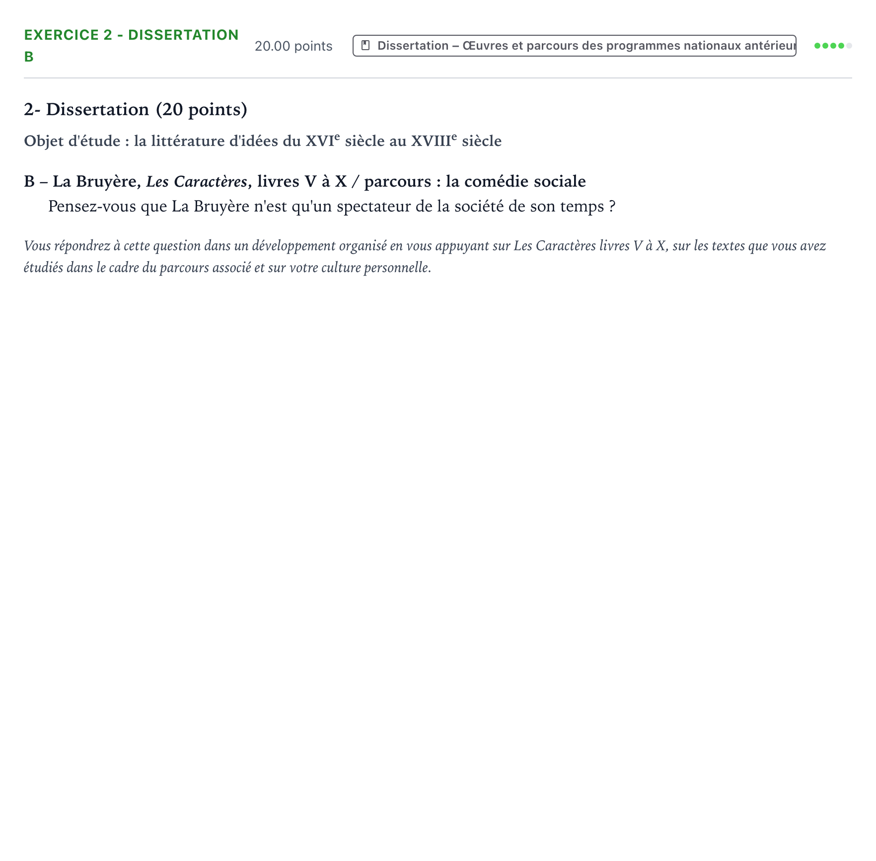 Énoncé: Exercice 2 - Dissertation B · Bac Français (1ère) Polynésie session normale 2022