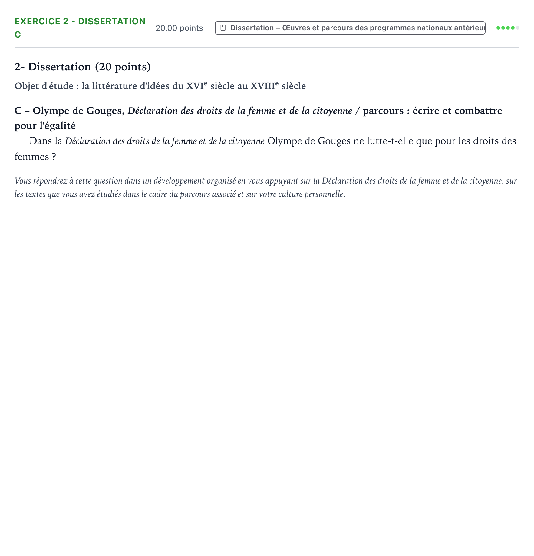 Énoncé: Exercice 2 - Dissertation C · Bac Français (1ère) Polynésie session normale 2022