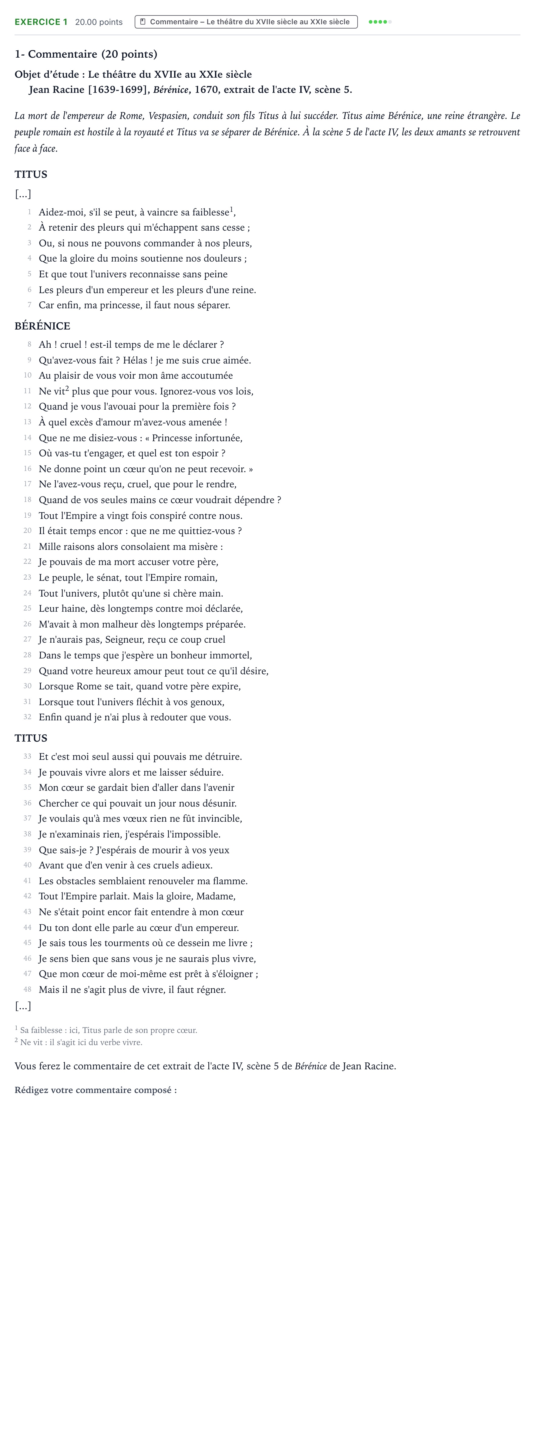 Énoncé: Exercice 1 - Commentaire · Bac Français (1ère) Amérique du Nord session normale 2023