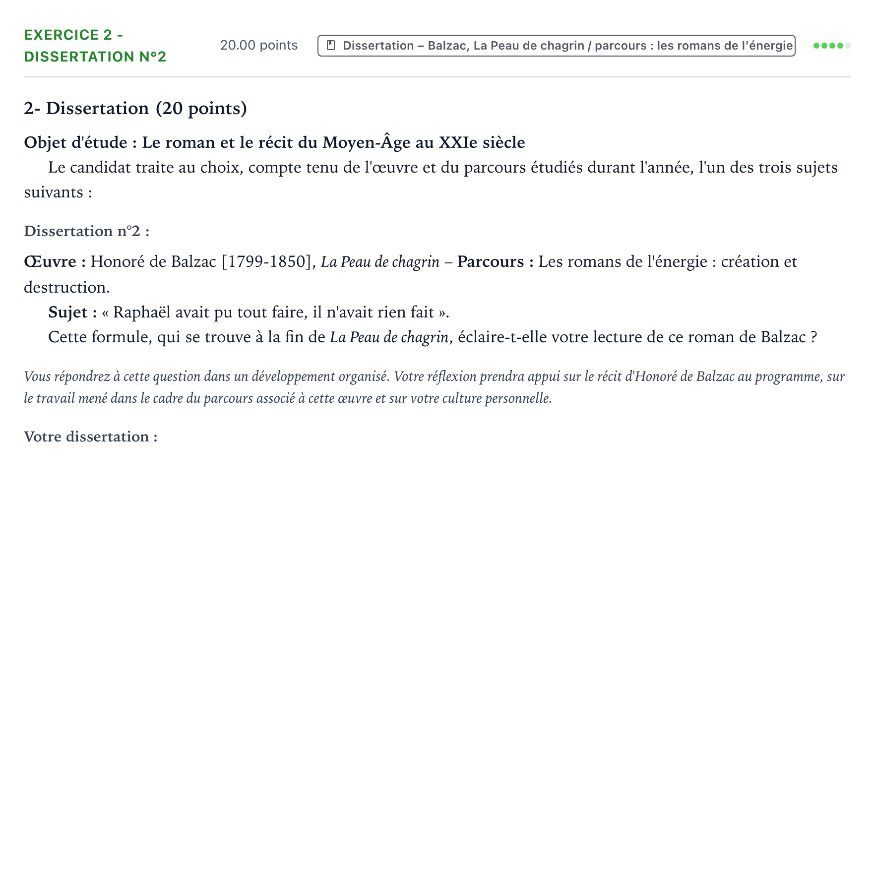 Énoncé: Exercice 2 - Dissertation n°2 · Bac Français (1ère) Amérique du Nord session normale 2023