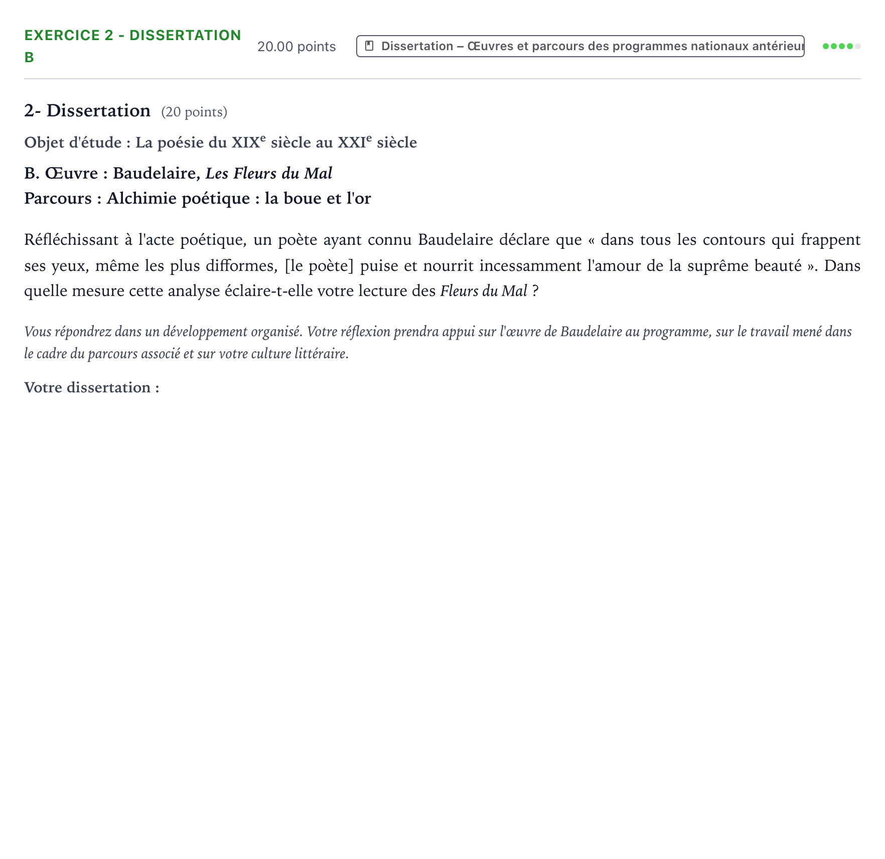 Énoncé: Exercice 2 - Dissertation B · Bac Français (1ère) Antilles-Guyane remplacement 2023